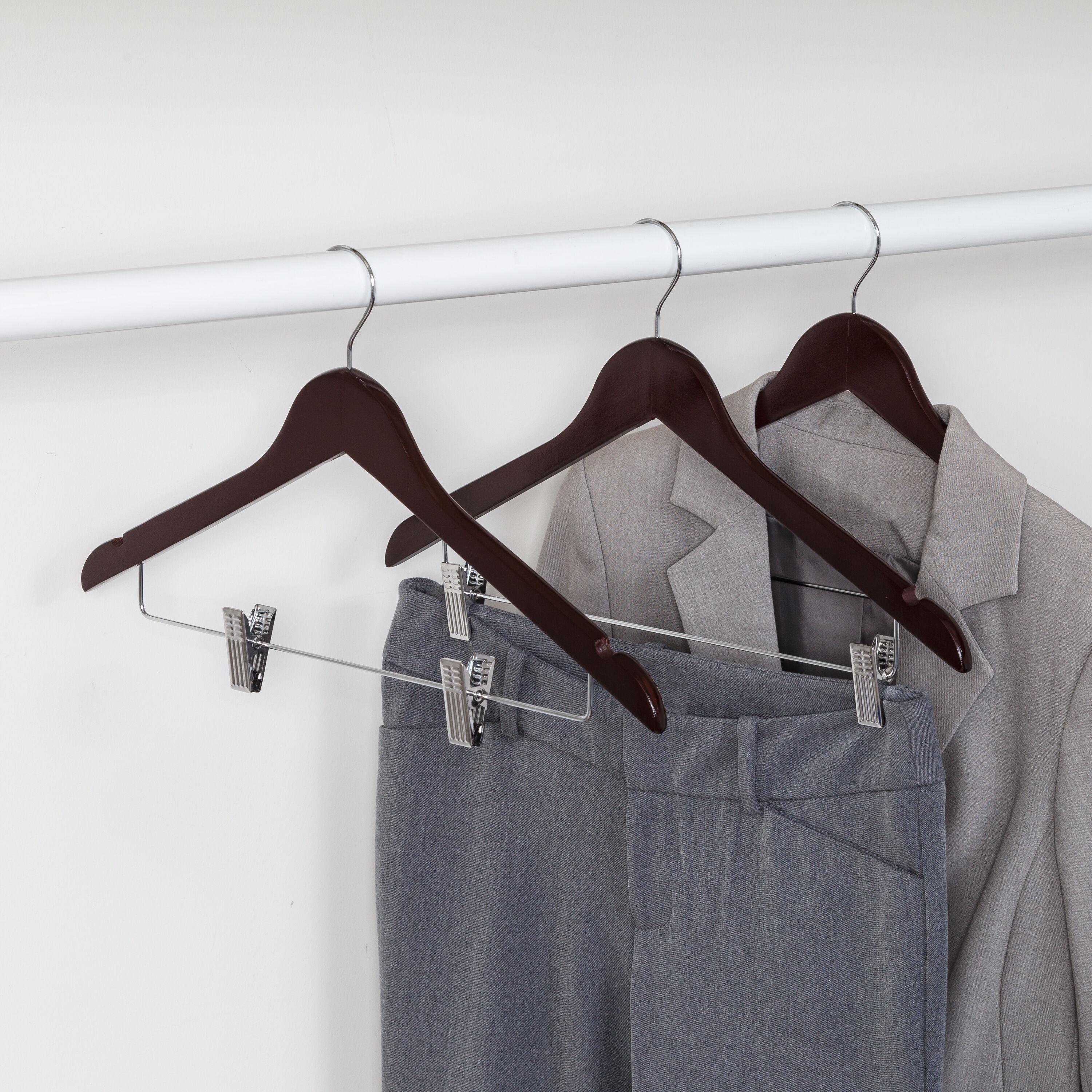 Myndi Non-Slip Hangers With Clips for Skirt/Pants (Set of 12)