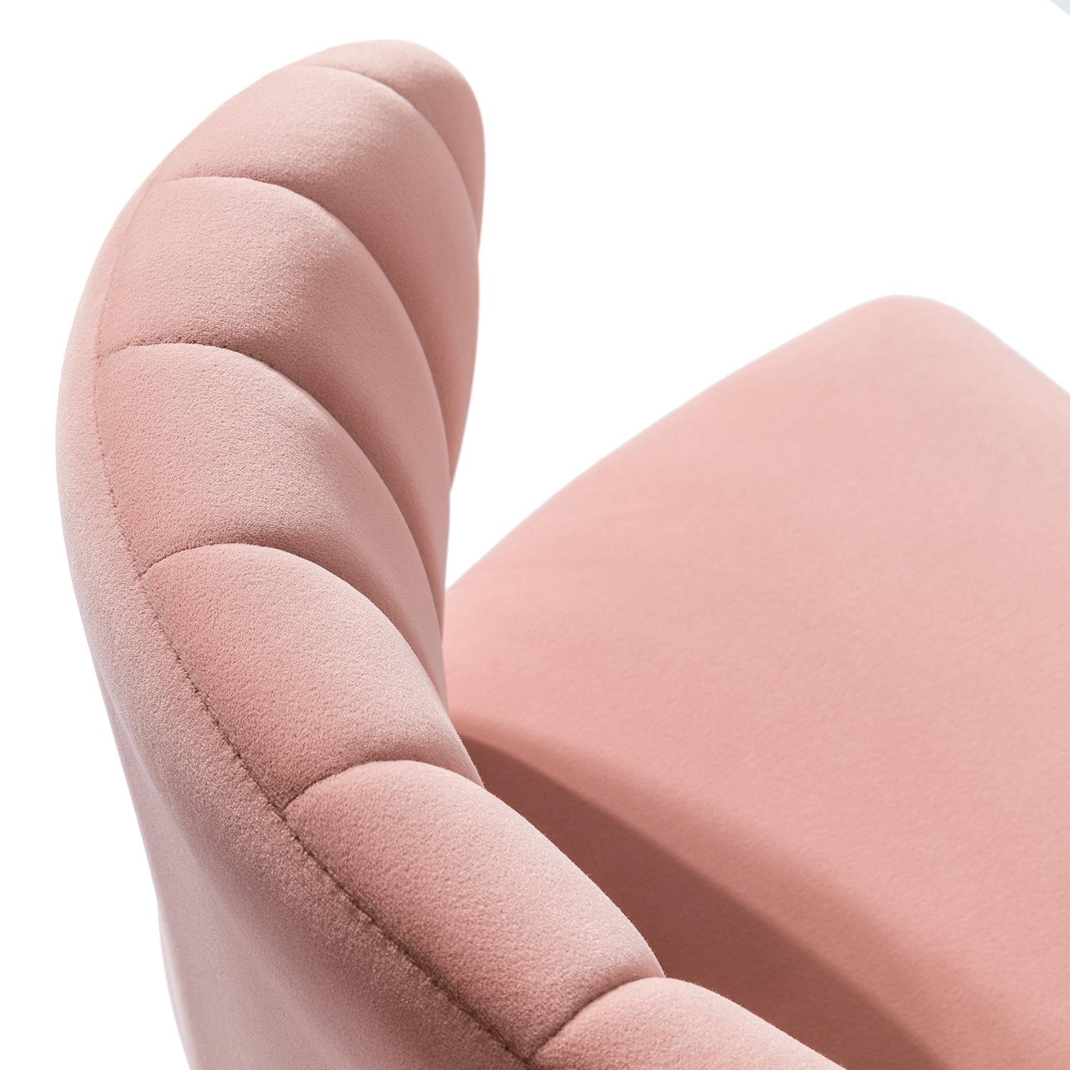 Wingback Pink Dining Chair Small Velvet Makeup Vanity Chair Metal Legs Home Bedroom