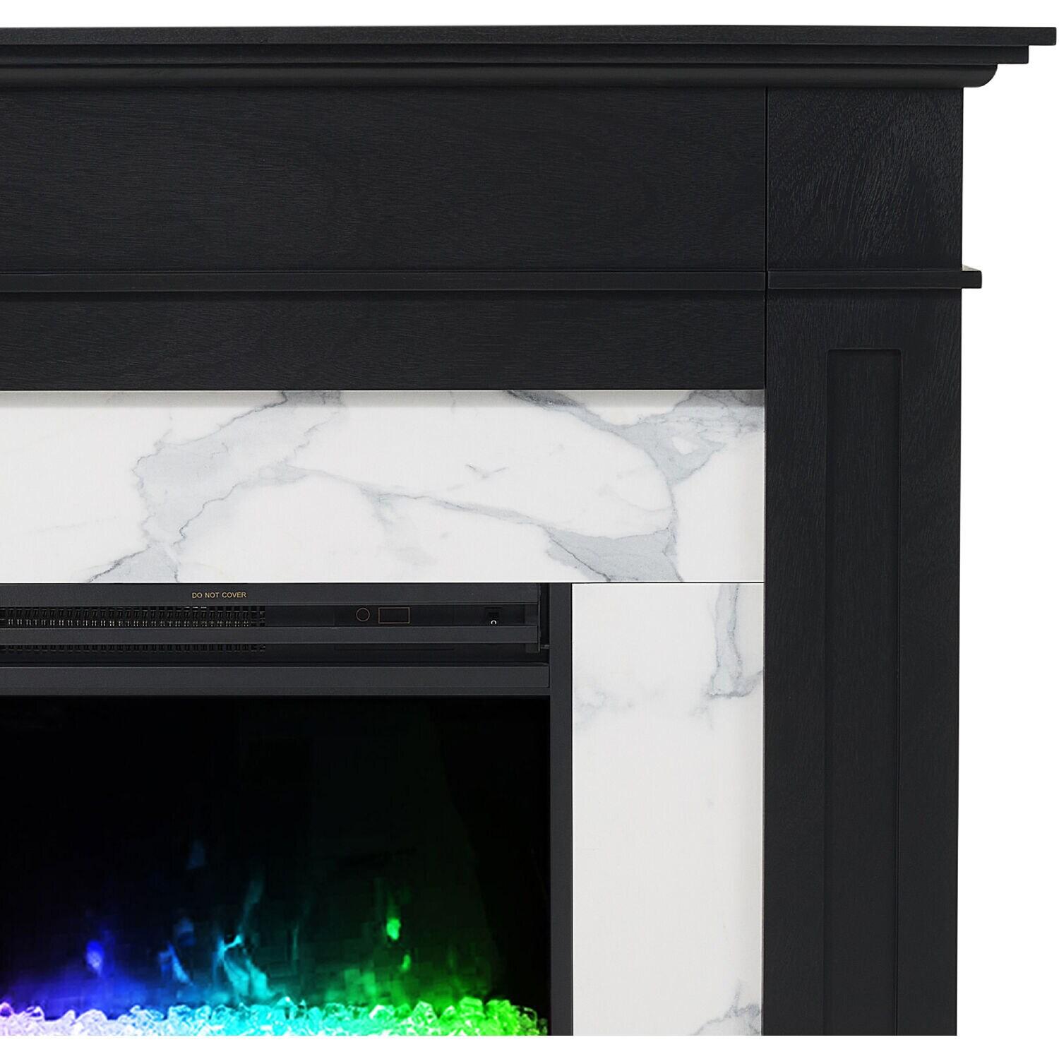 Cambridge Cambridge Sofia 53-in. Electric Fireplace Mantel in with Black Marble Inlay and Crystal Rocks