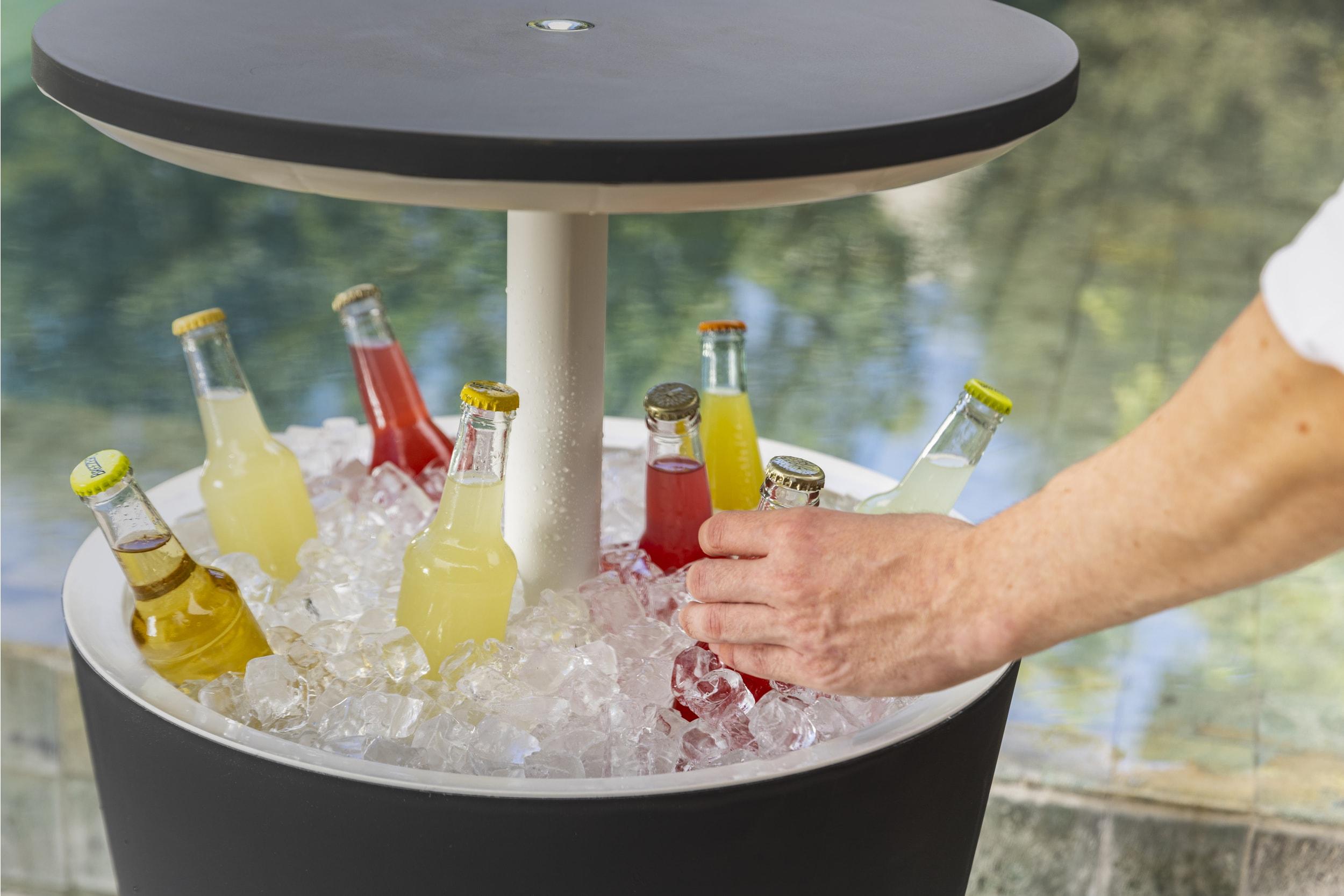Keter Keter 32 Qt. Cool Bar Cooler Outdoor Weather Resistant Patio Furniture 2 in 1 Pop Up Cocktail Side Table and Beverage Cooler Combo