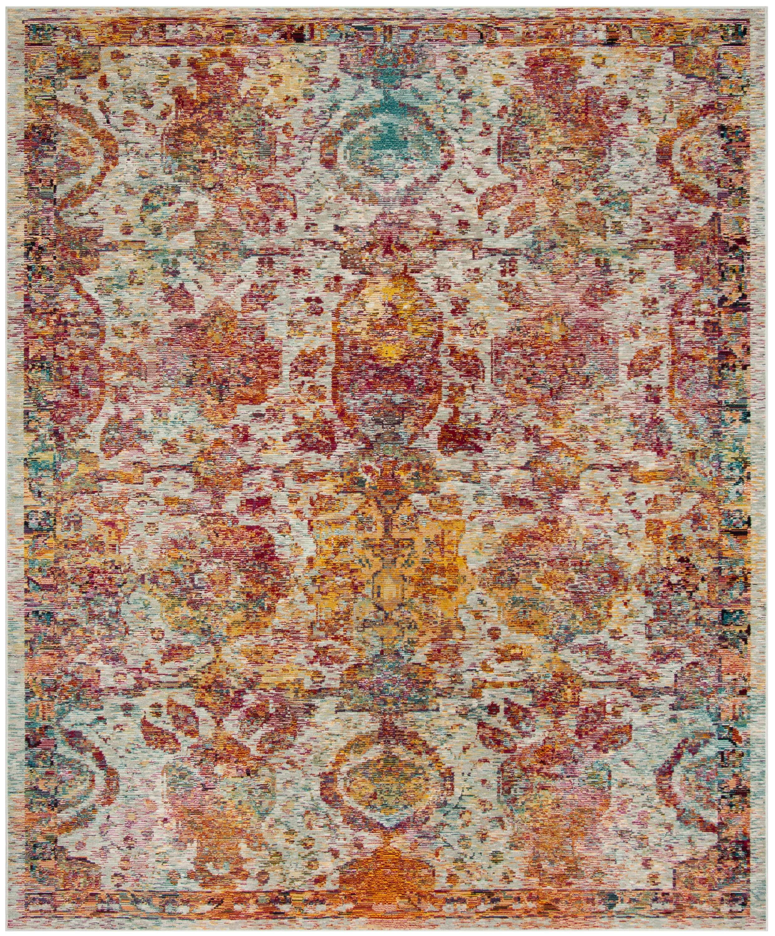 Crystal CRS505 Power Loomed Area Rug - Light Blue/Orange - 8'9"x11'9" - Safavieh.