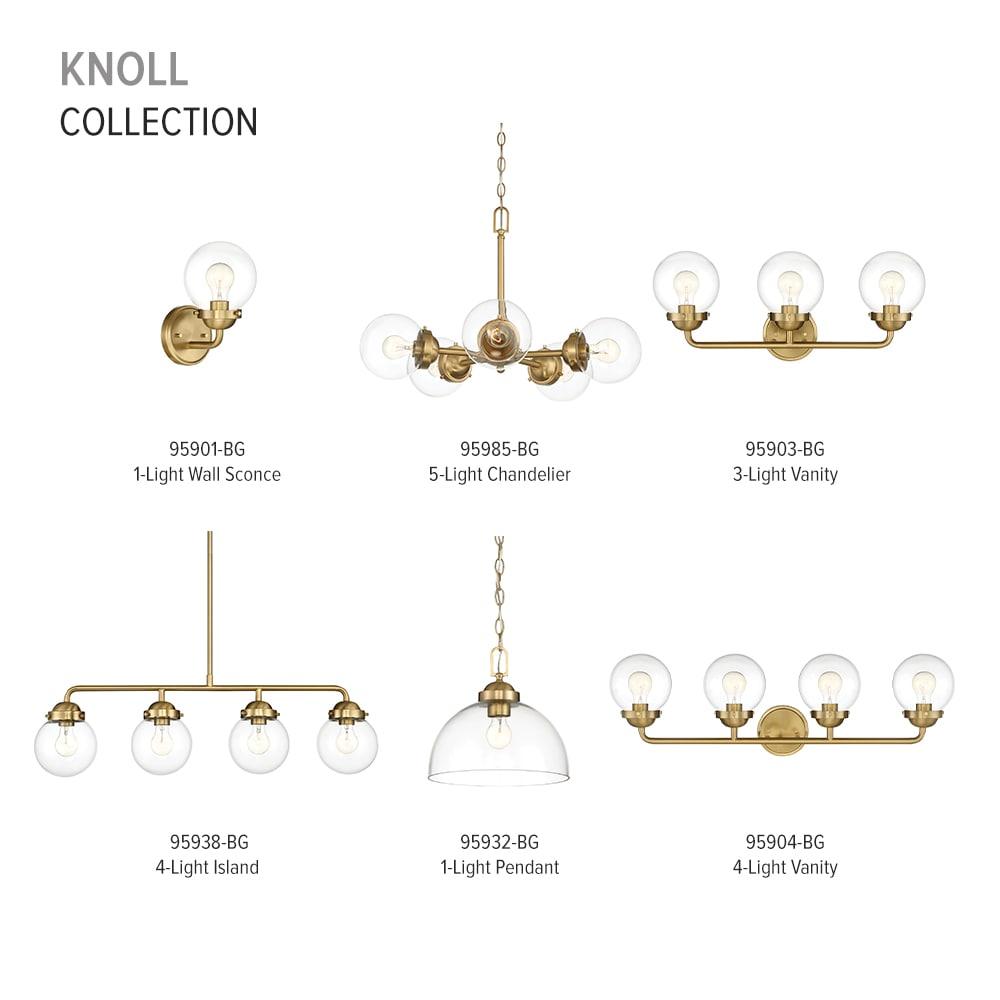 95985-ORB Knoll - Five Light Chandelier, Oil Rubbed Finish with Clear Glass