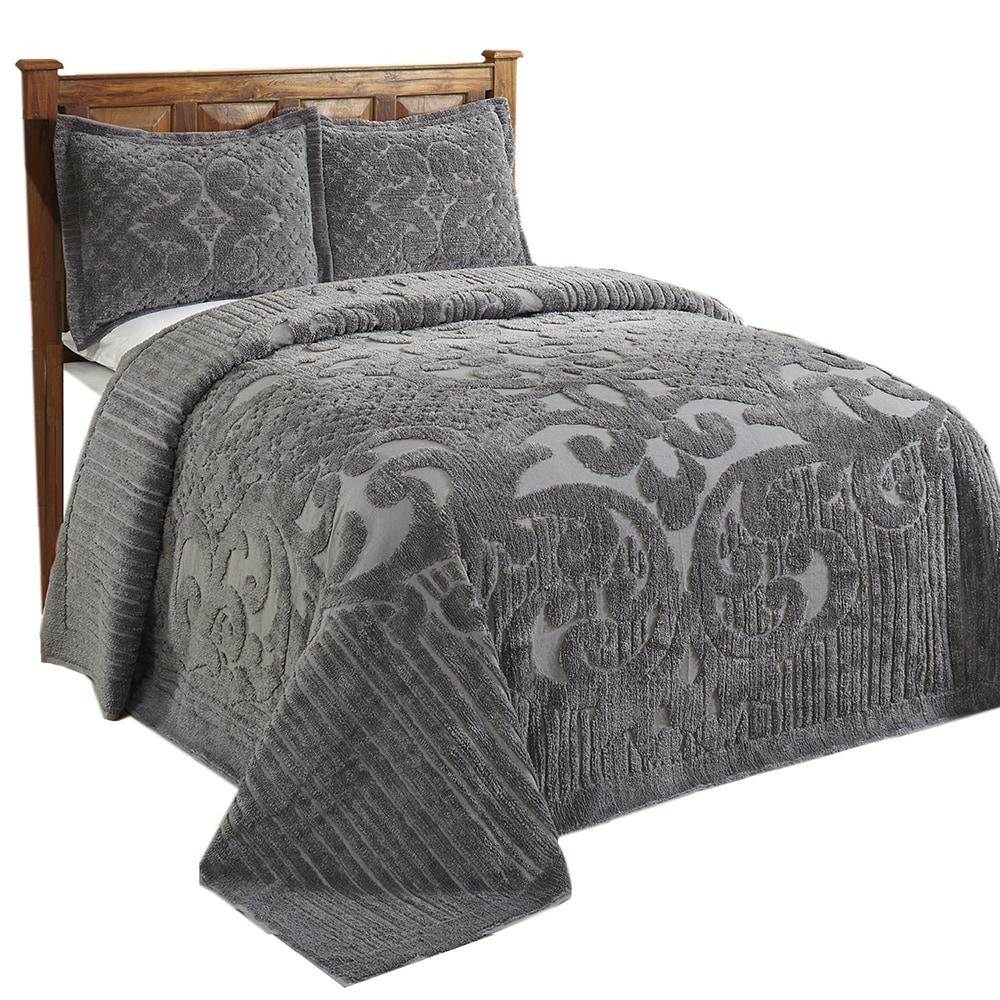 Queen Ashton Collection 100% Cotton Tufted Unique Luxurious Medallion Design Bedspread Gray - Better Trends
