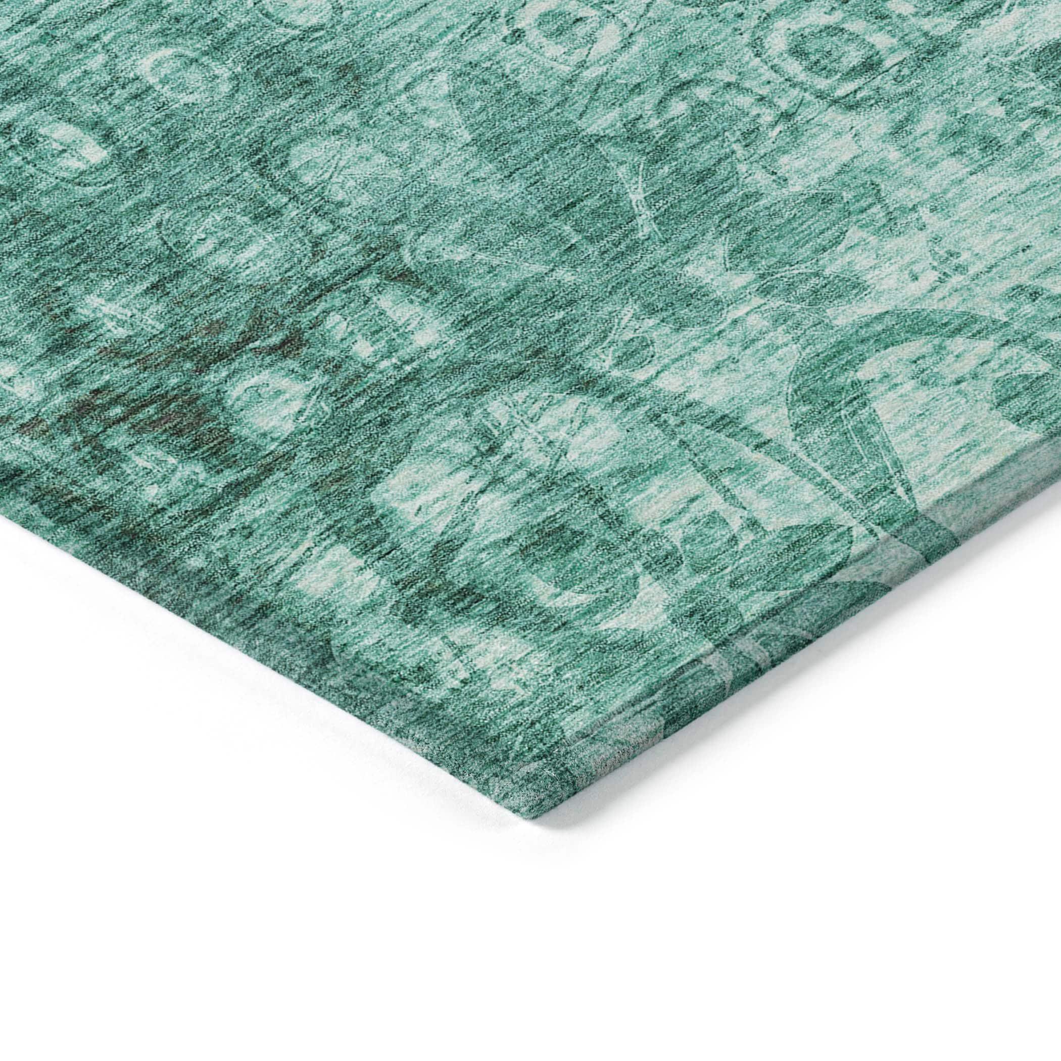 Teal Flat Woven Synthetic 9' x 12' Area Rug