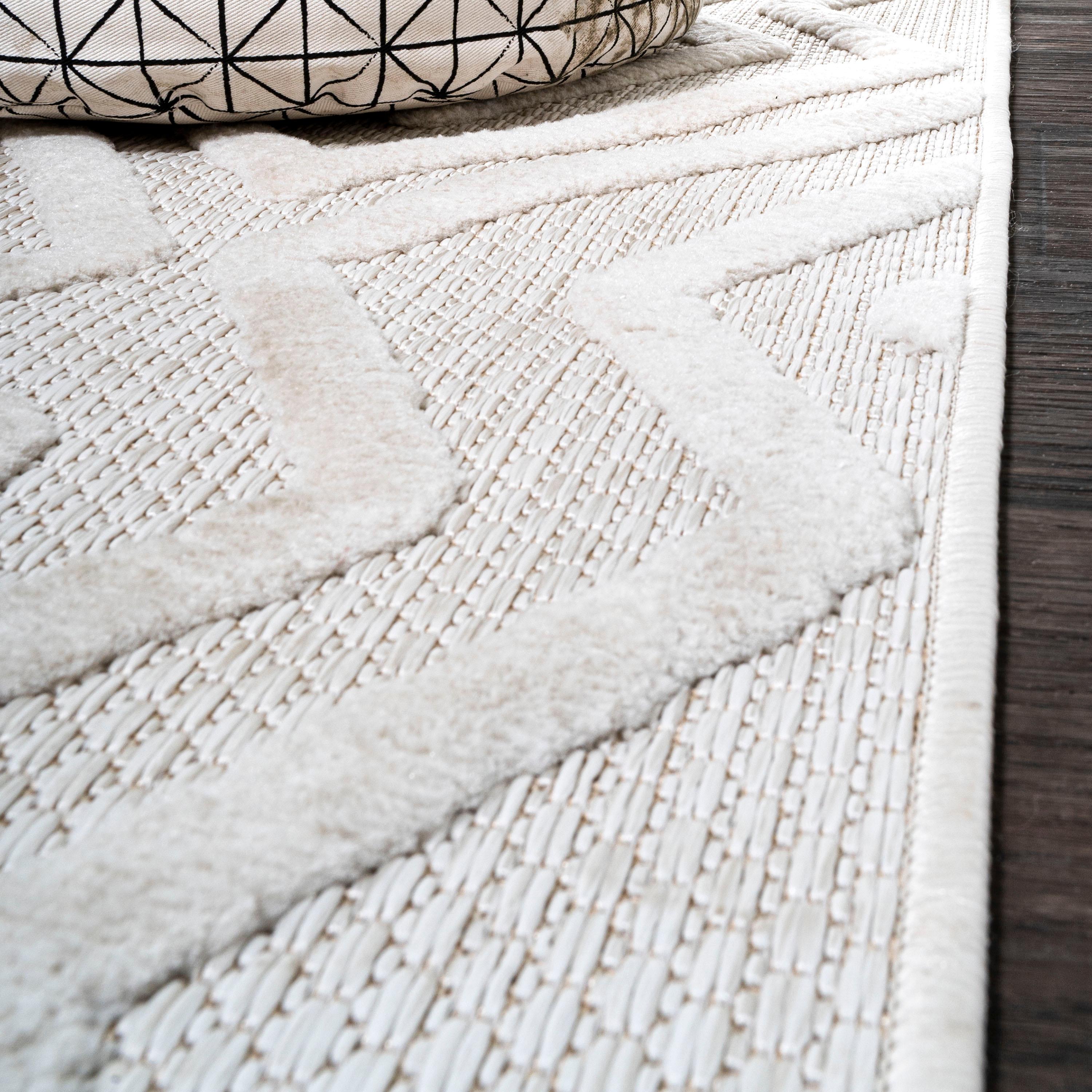 5' x 5' Balansat Moroccan Diamond Indoor/Outdoor Area Rug, Ivory - JONATHAN Y