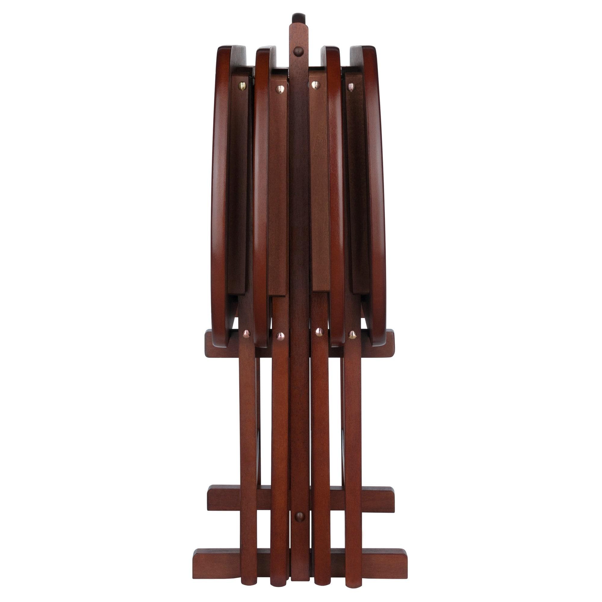Winsome Corbett 5-Piece Oversize Snack Table Set, Walnut Finish