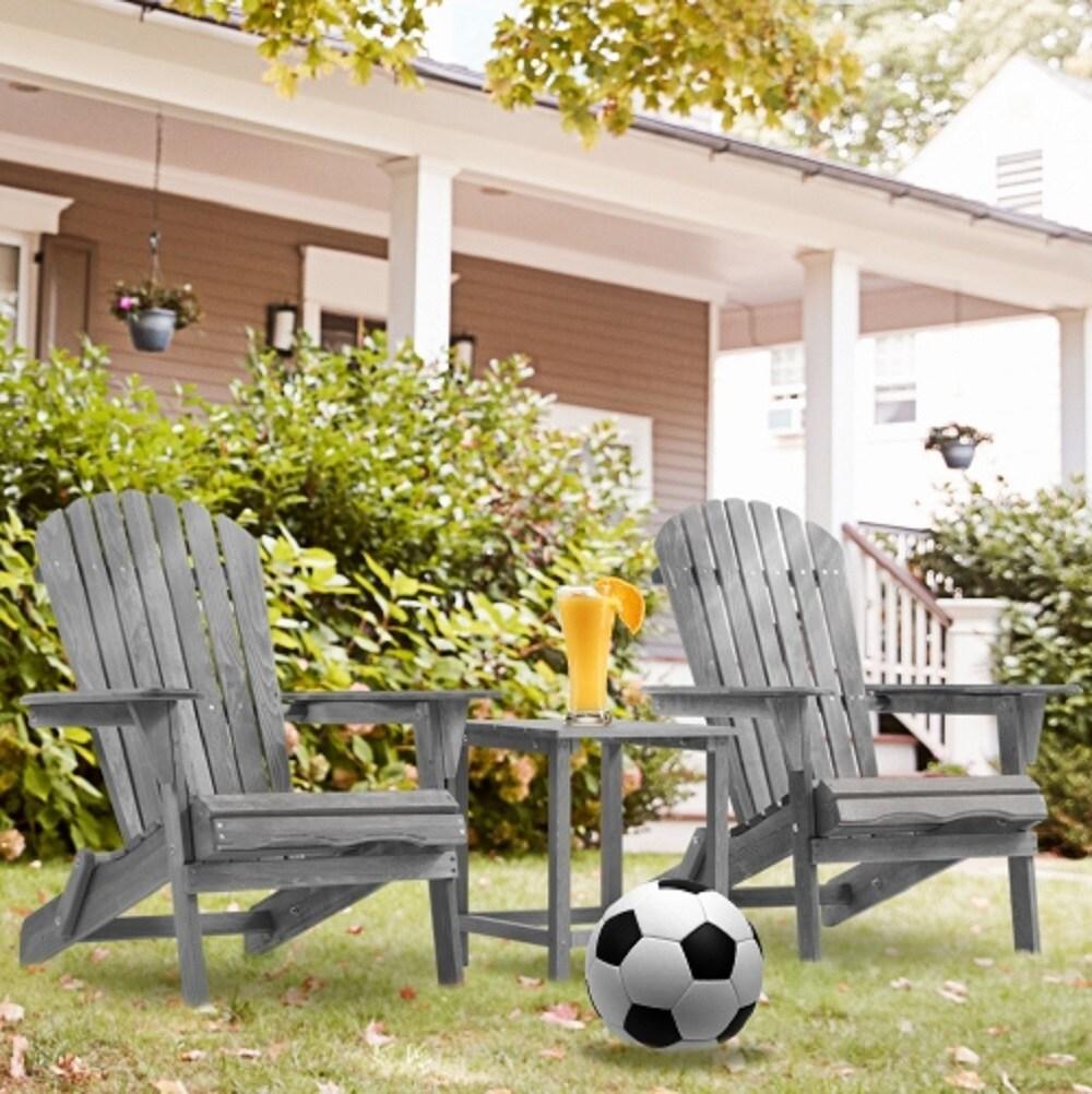 Triple Tree Wood Adirondack Folding Chairs - Set of 2, Gray