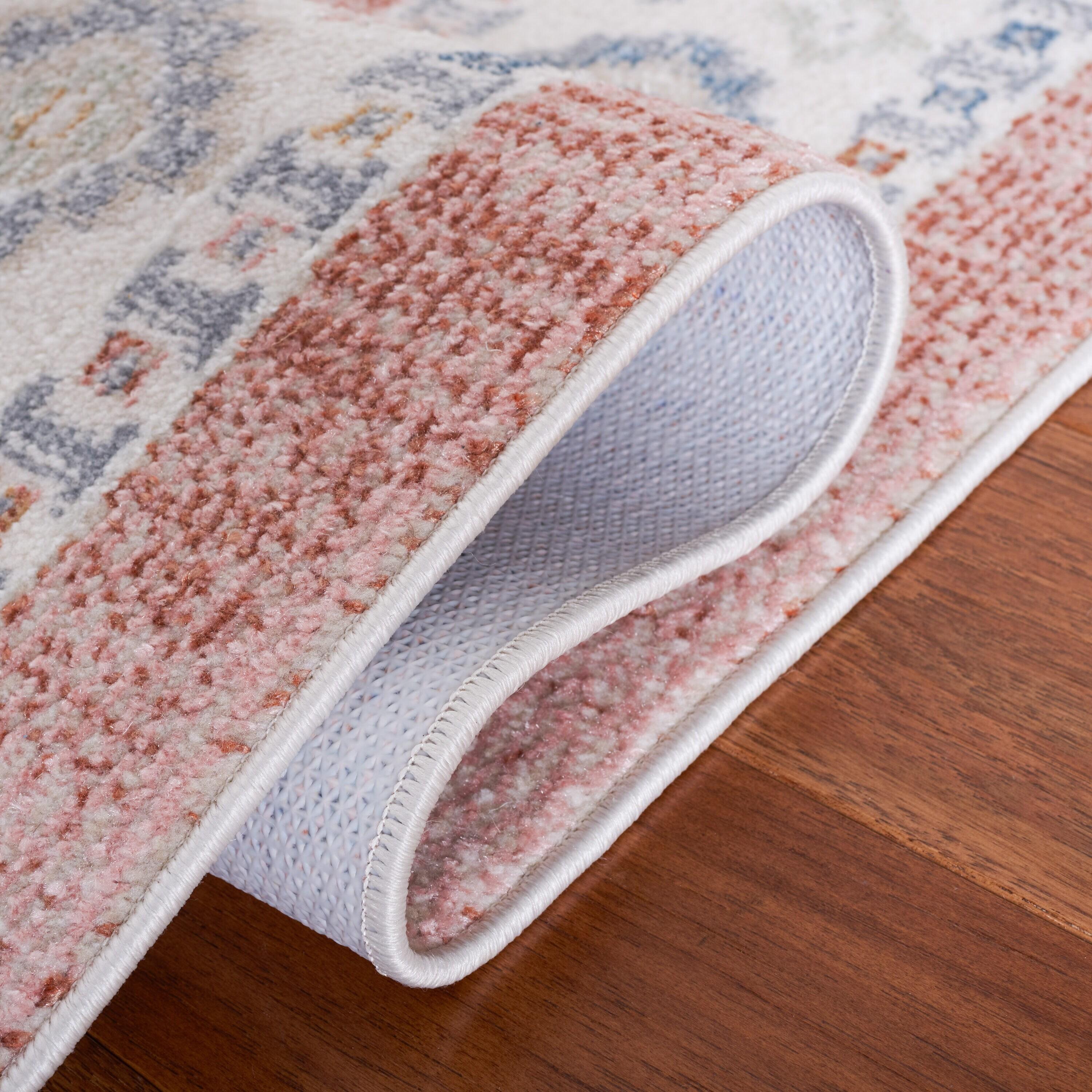 Blair Washable BLR218 Power Loomed Machine Washable Area Rug - Rose/Blue - 8'x10' - Safavieh.