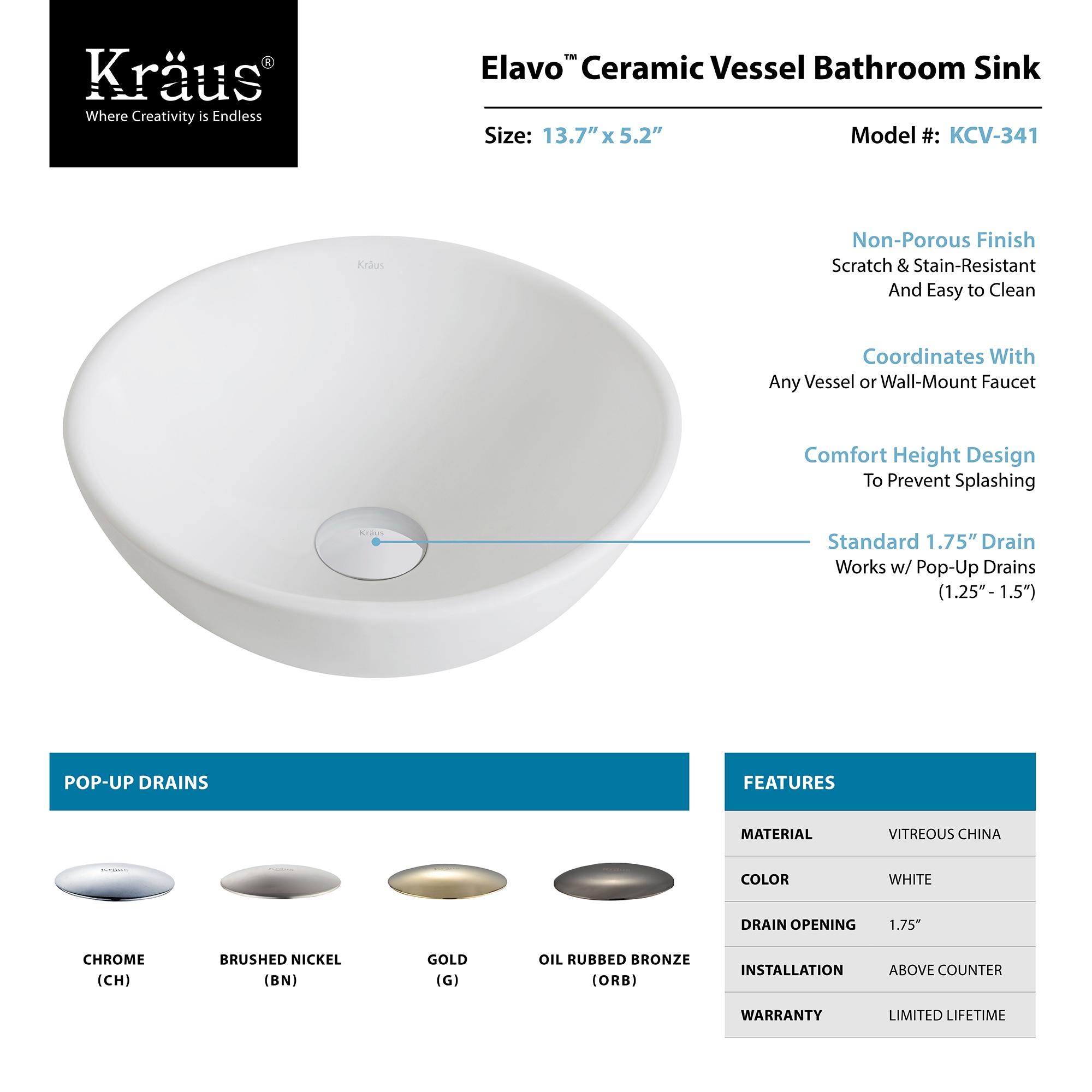 KRAUS Elavo™ Thin Ceramics Vessel Bathroom Sink