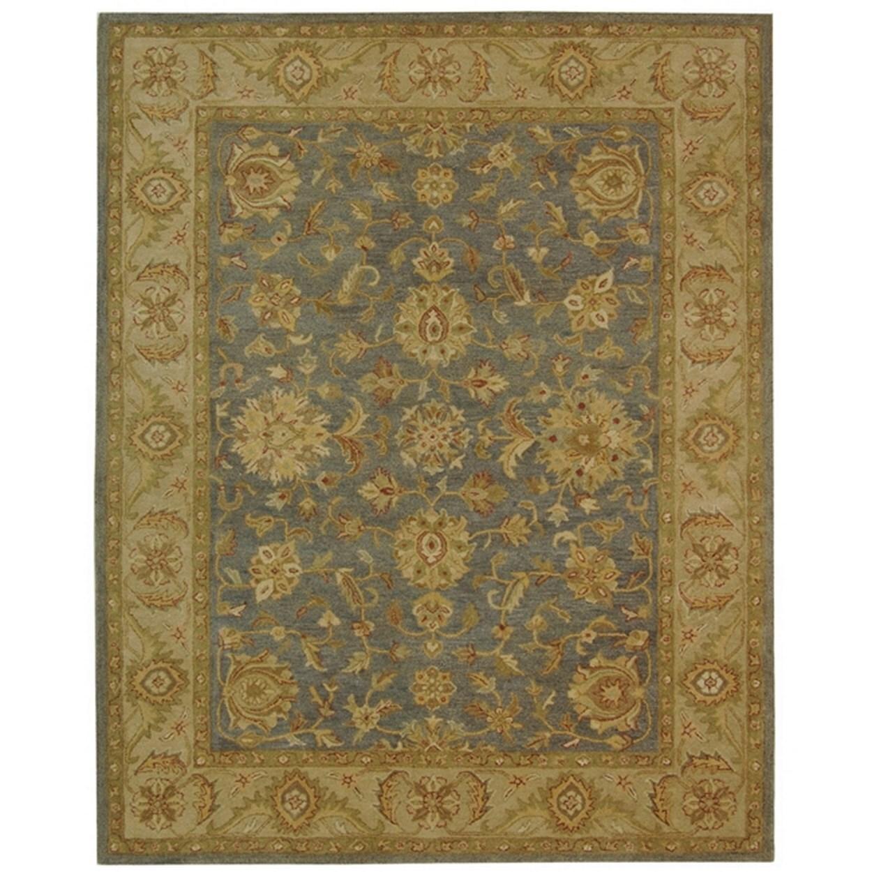 Antiquity Blue and Beige Handmade Wool Area Rug 11' x 17'