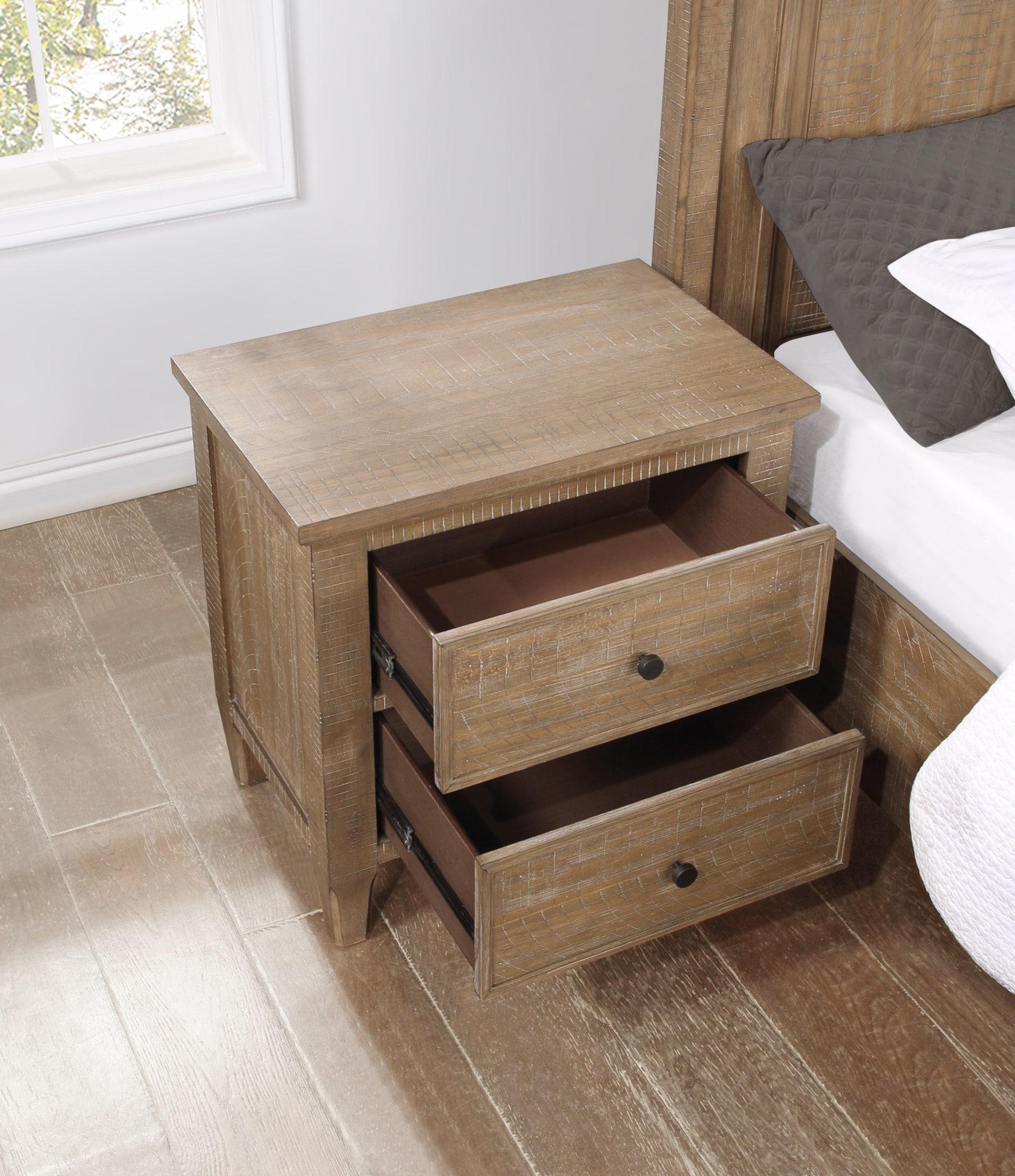 Steve Silver Riverdale Rustic Modern Nightstand with Two Drawers, Driftwood