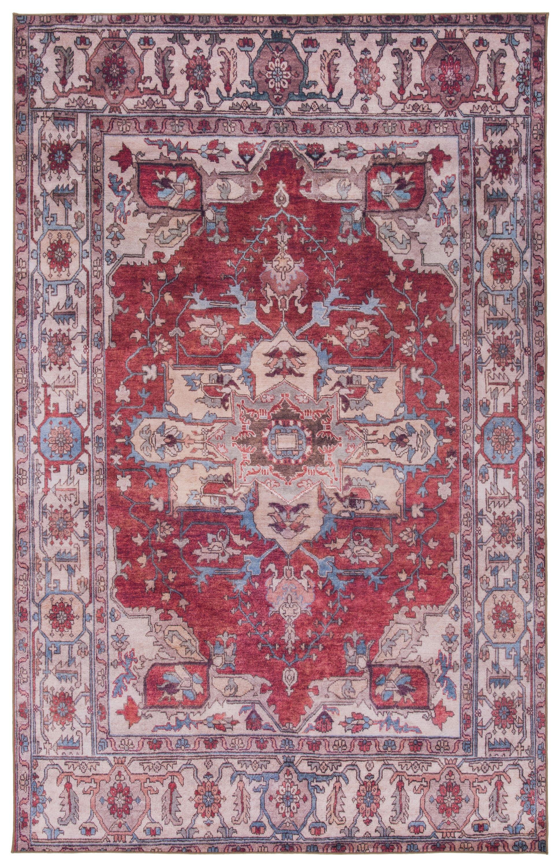 Tucson TSN106 Power Loomed Machine Washable Area Rug - Red/Beige - 4'x6' - Safavieh.
