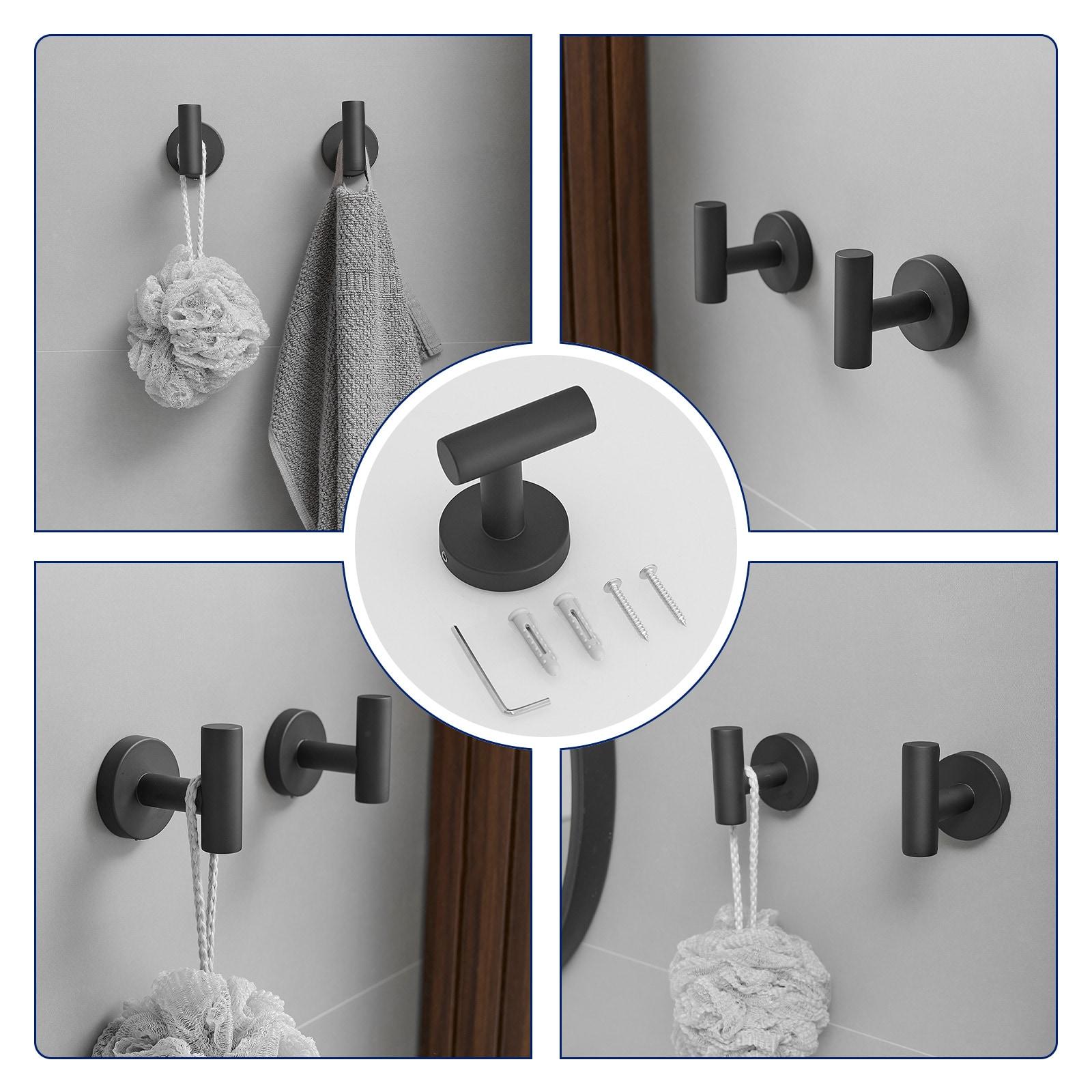 BWE 4-Piece Bath Hardware Set with Towel Hook and Toilet Paper Holder and Towel Bar Wall Mount