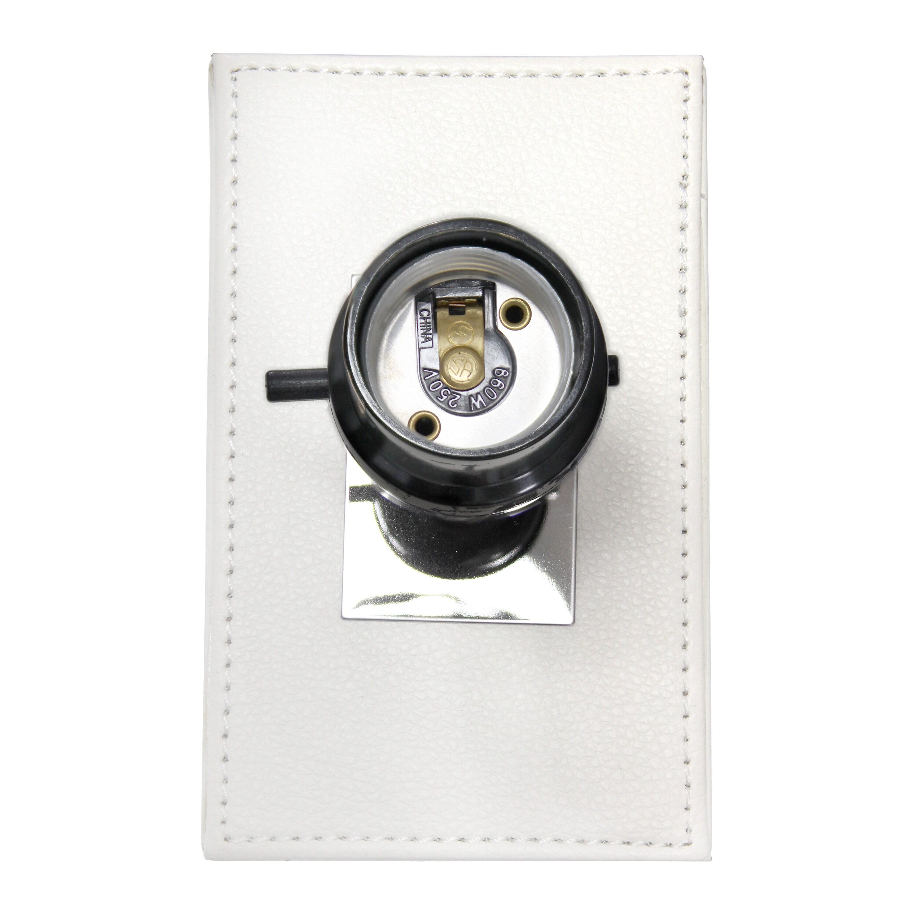 Lalia Home 21" Lexington Leather Base Modern Home Decor Bedside Table Lamp with USB Charging Port White : Fabric Shade