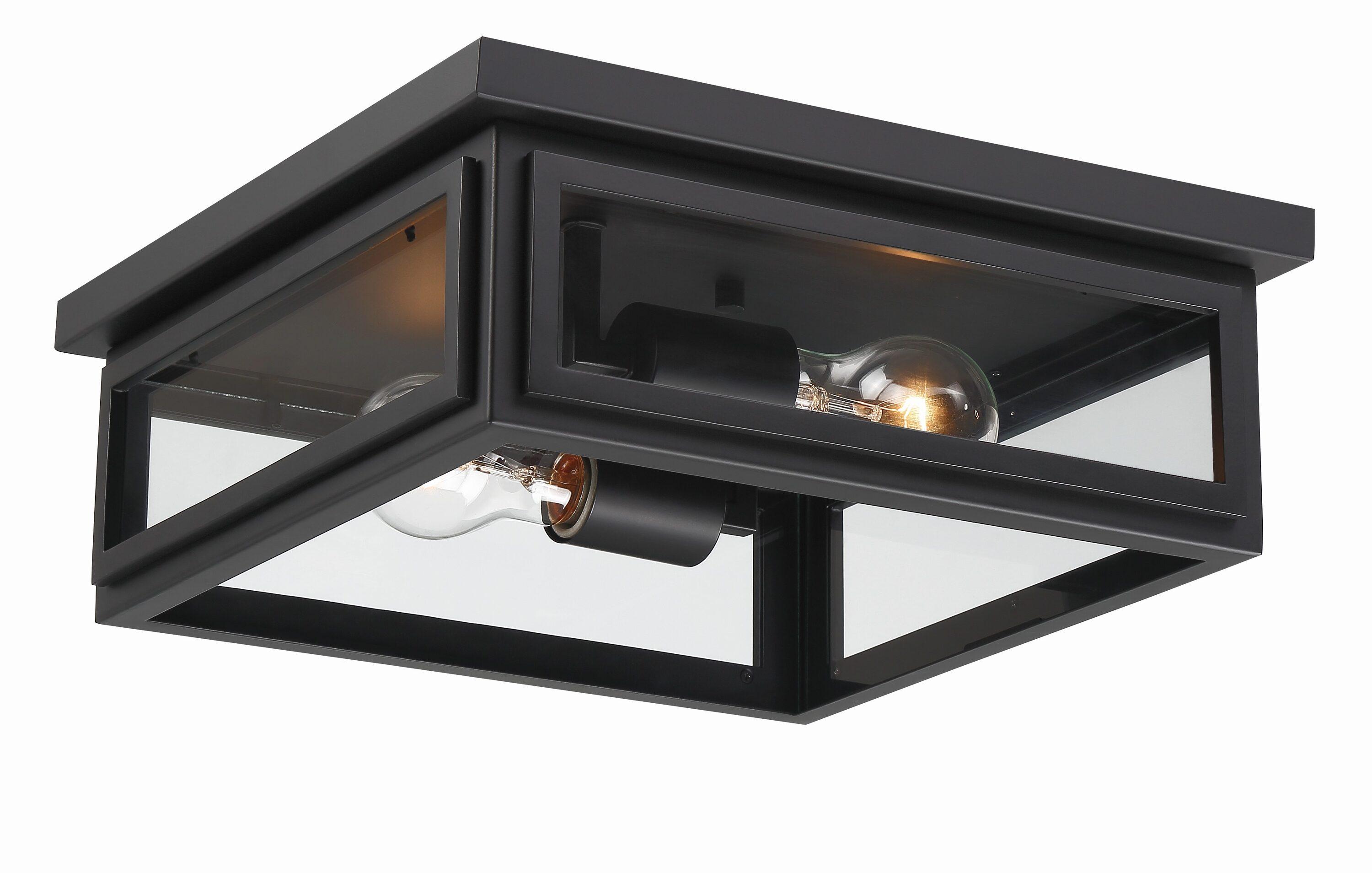 Crystorama Matte Black 2 - Bulb Outdoor Flush Mount