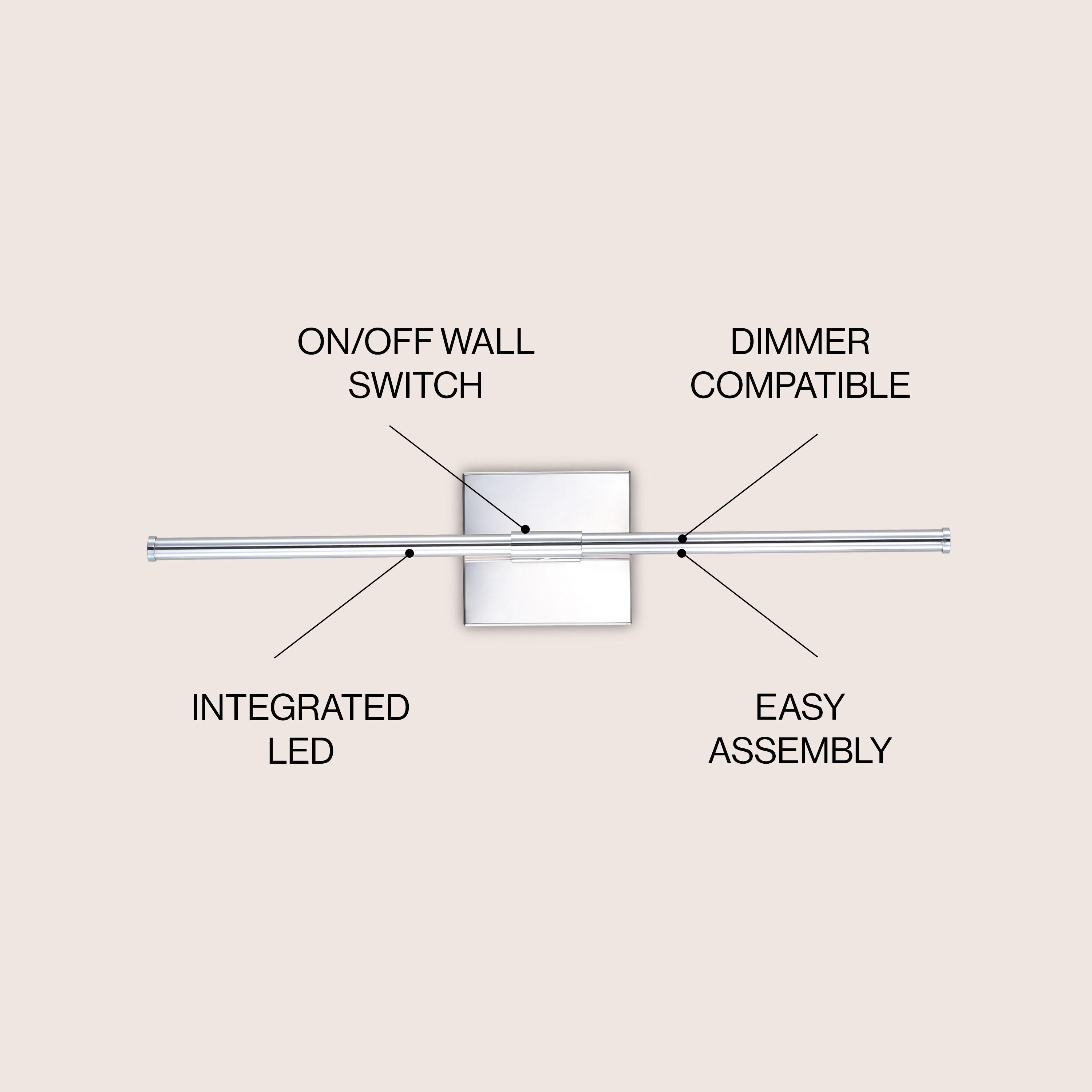 JONATHAN  Y Makena Metal Dimmable Integrated Minimalist 28-in W 1 -Light Polished Chrome Integrated LED Wall Sconce