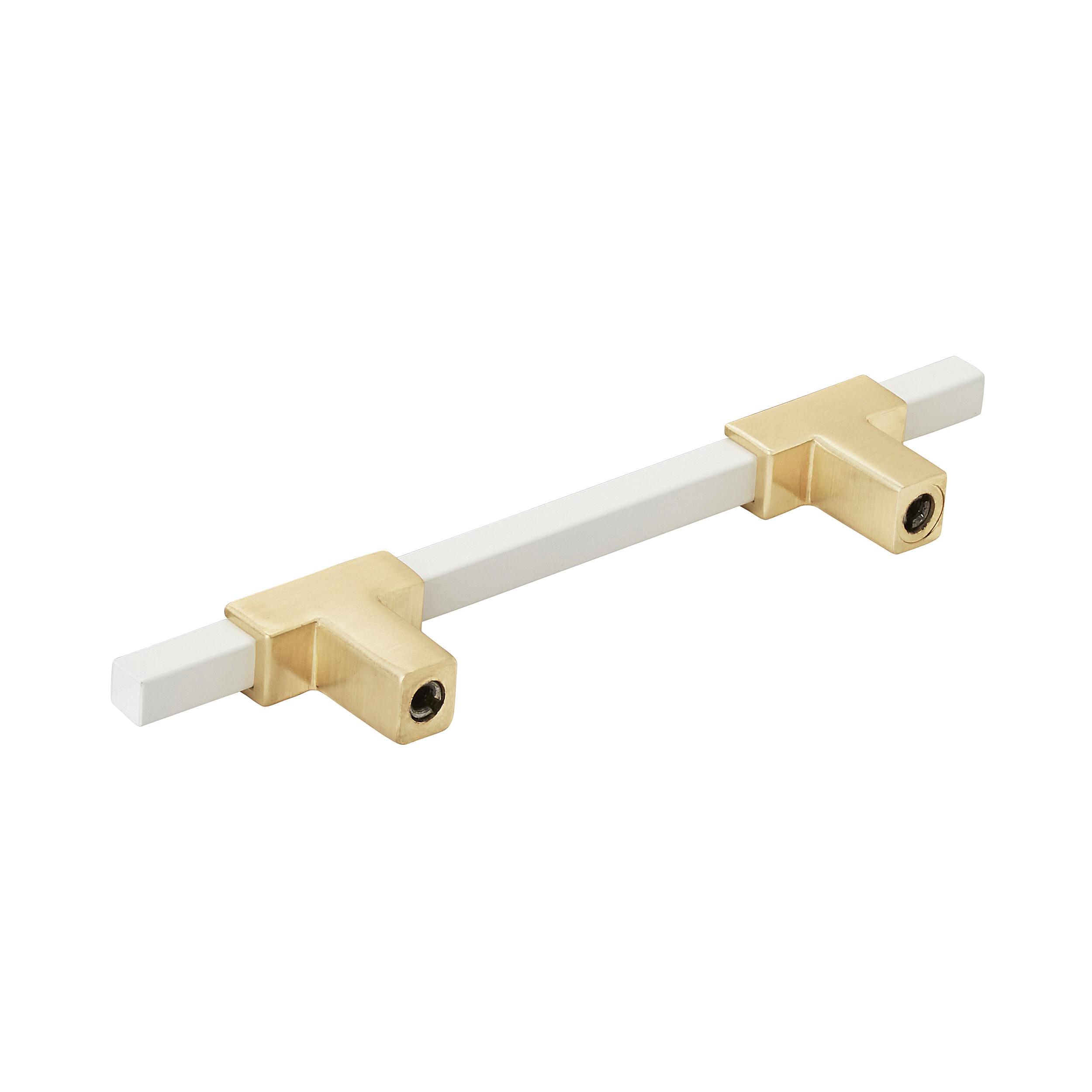 Amerock Urbanite 3-3/4 inch (96mm) Center-to-Center Brushed Gold/White Cabinet Pull