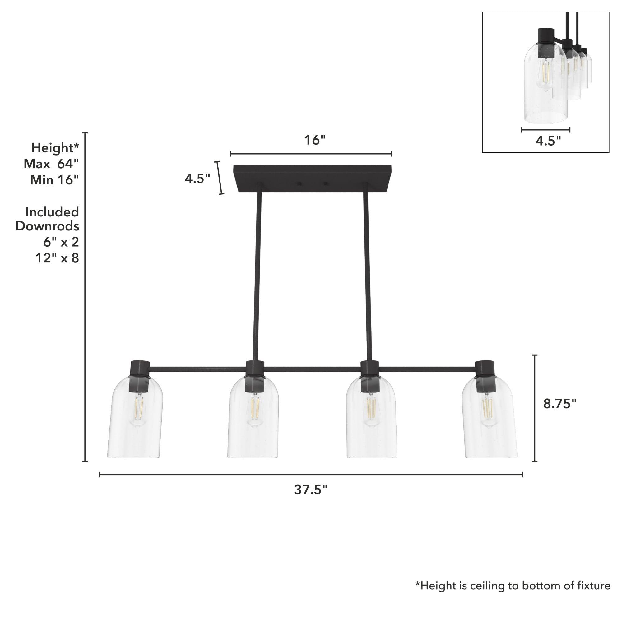 Hunter - Lochemeade 4-light Noble Bronze, Large Chandelier, Dimmable, Linear Shaped, for Bedrooms, Kitchens, Dining, Living Rooms - 19720