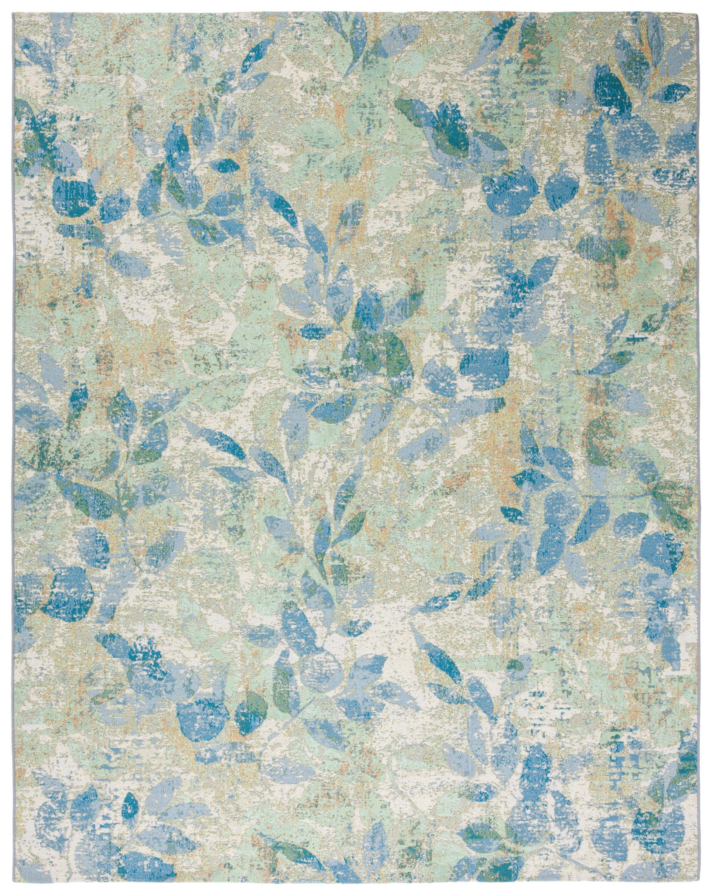 Barbados BAR594 Power Loomed Indoor and Outdoor Area Rug - Blue/Ivory - 8'x10'5" - Safavieh.