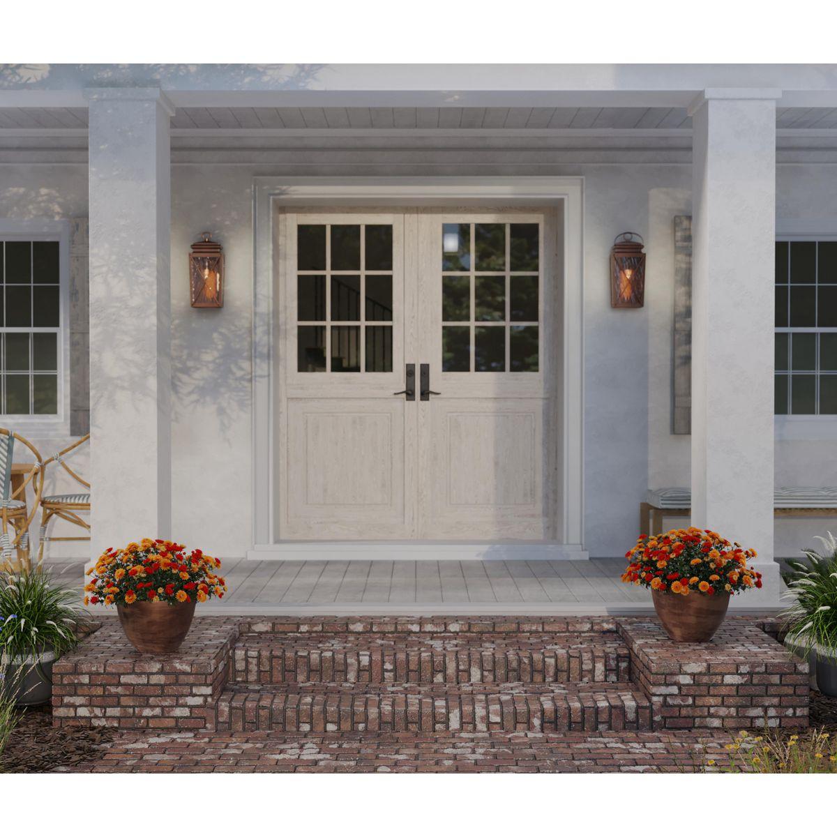 Wakeford Collection One-Light Antique Copper and Clear Water Glass Transitional Style Small Outdoor Wall Lantern