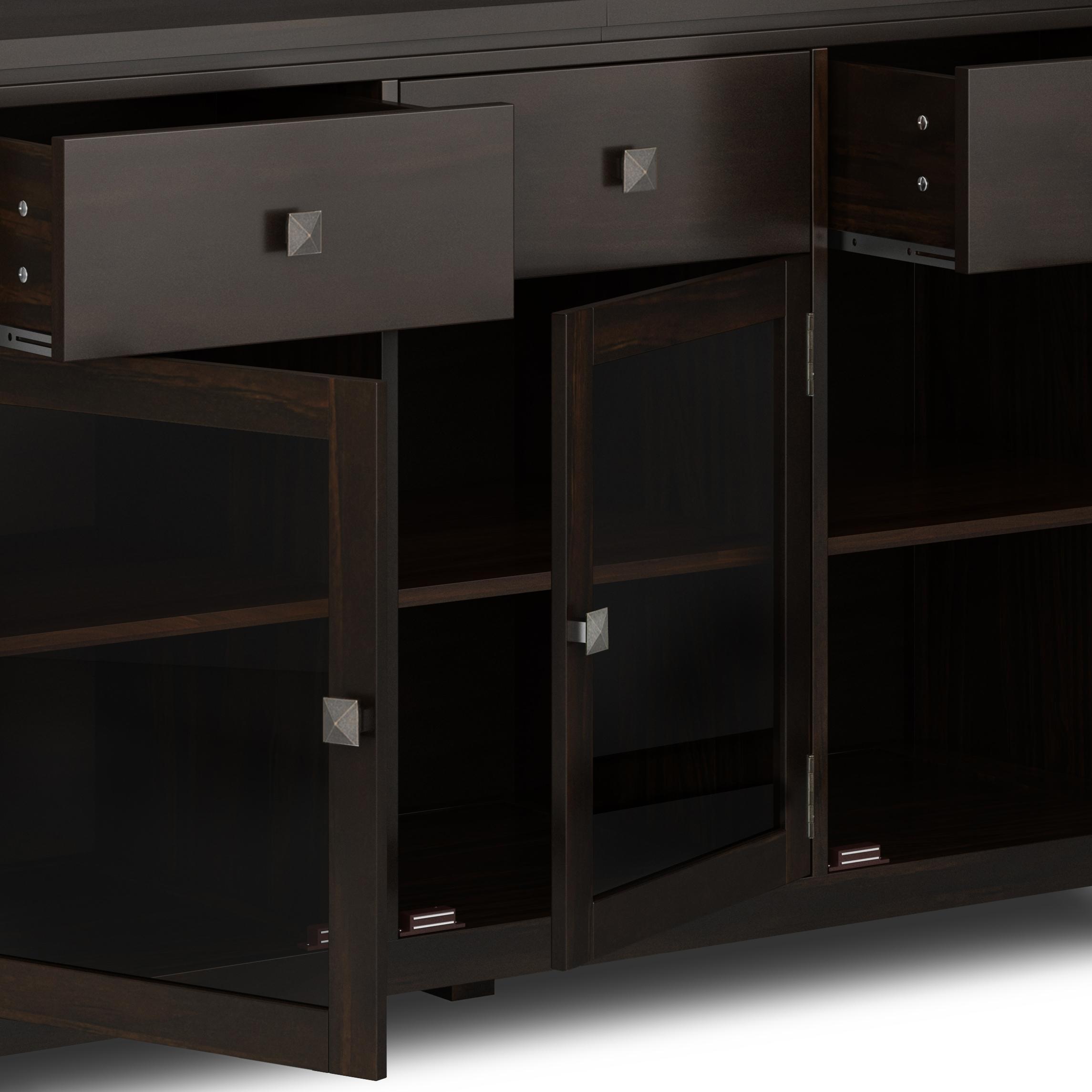 Simpli Home Cosmopolitan 54"W Solid Wood Contemporary 3-Door Sideboard Buffet with 3 Drawers