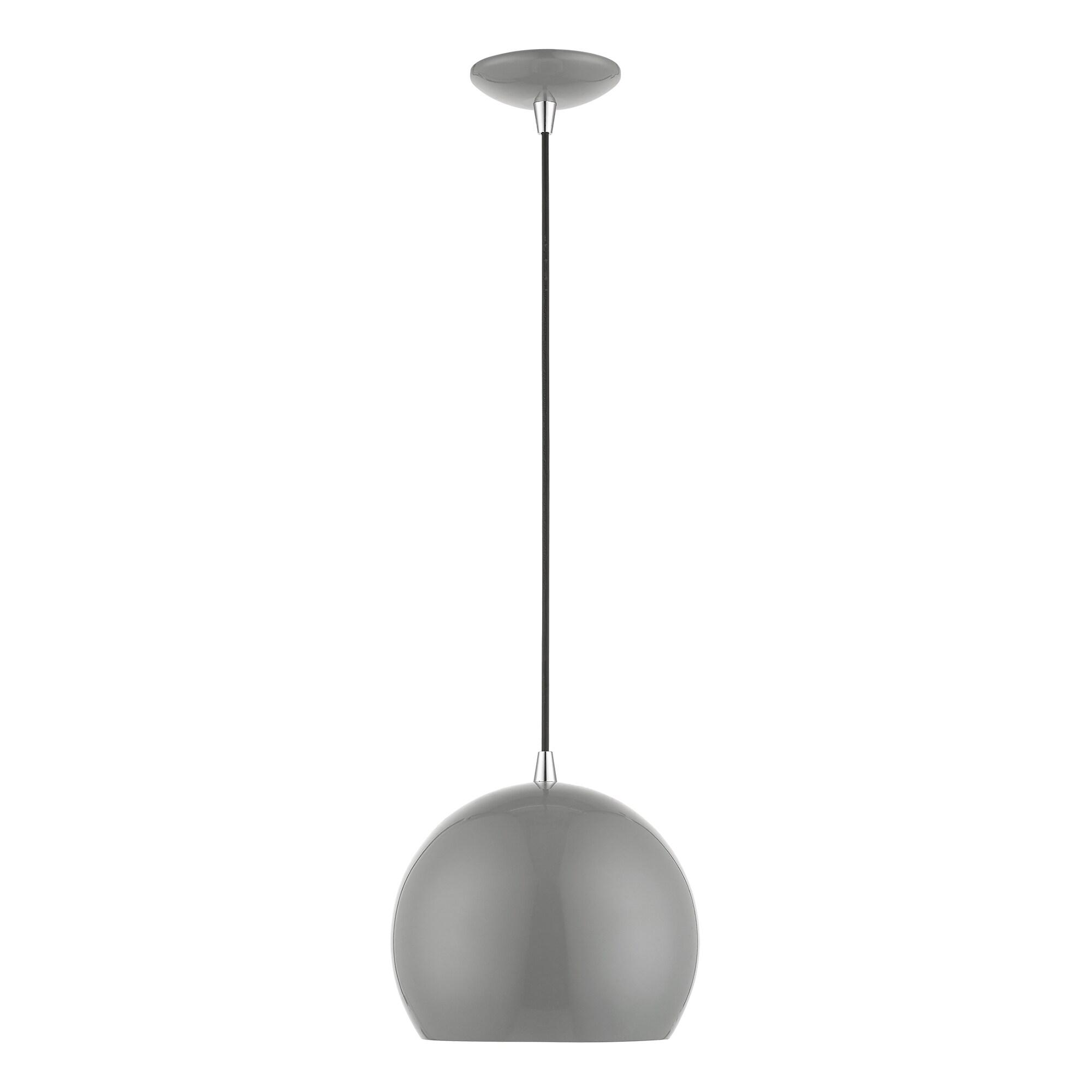 Livex Lighting Piedmont 1 - Light Pendant in  Shiny Light Gray/Polished Chrome