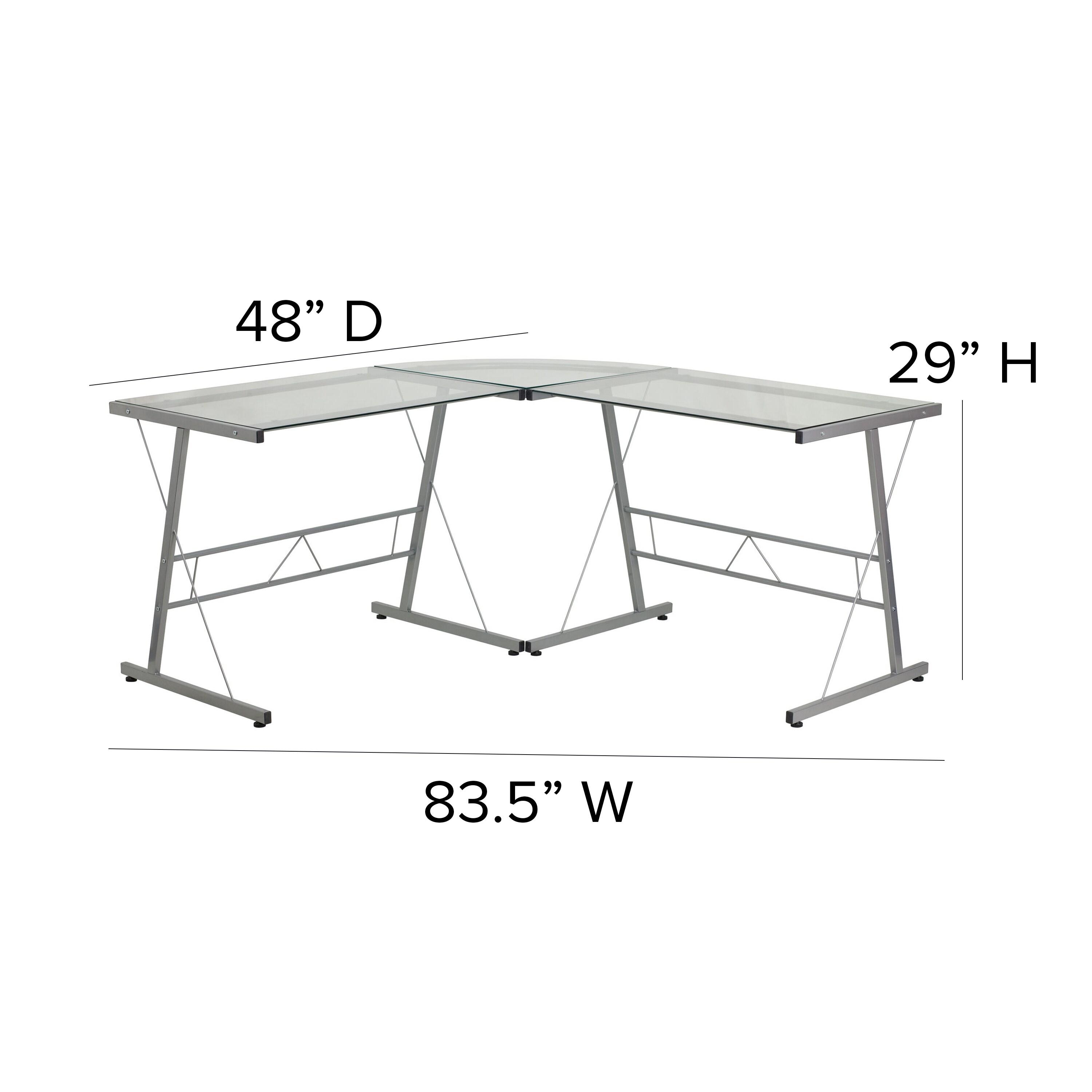 Flash Furniture L-Shaped Desk 83.5" Computer Corner Desk, Gaming Corner Desk, Home Office Corner Desk, Gaming Desk, Easy to Assemble, Clear