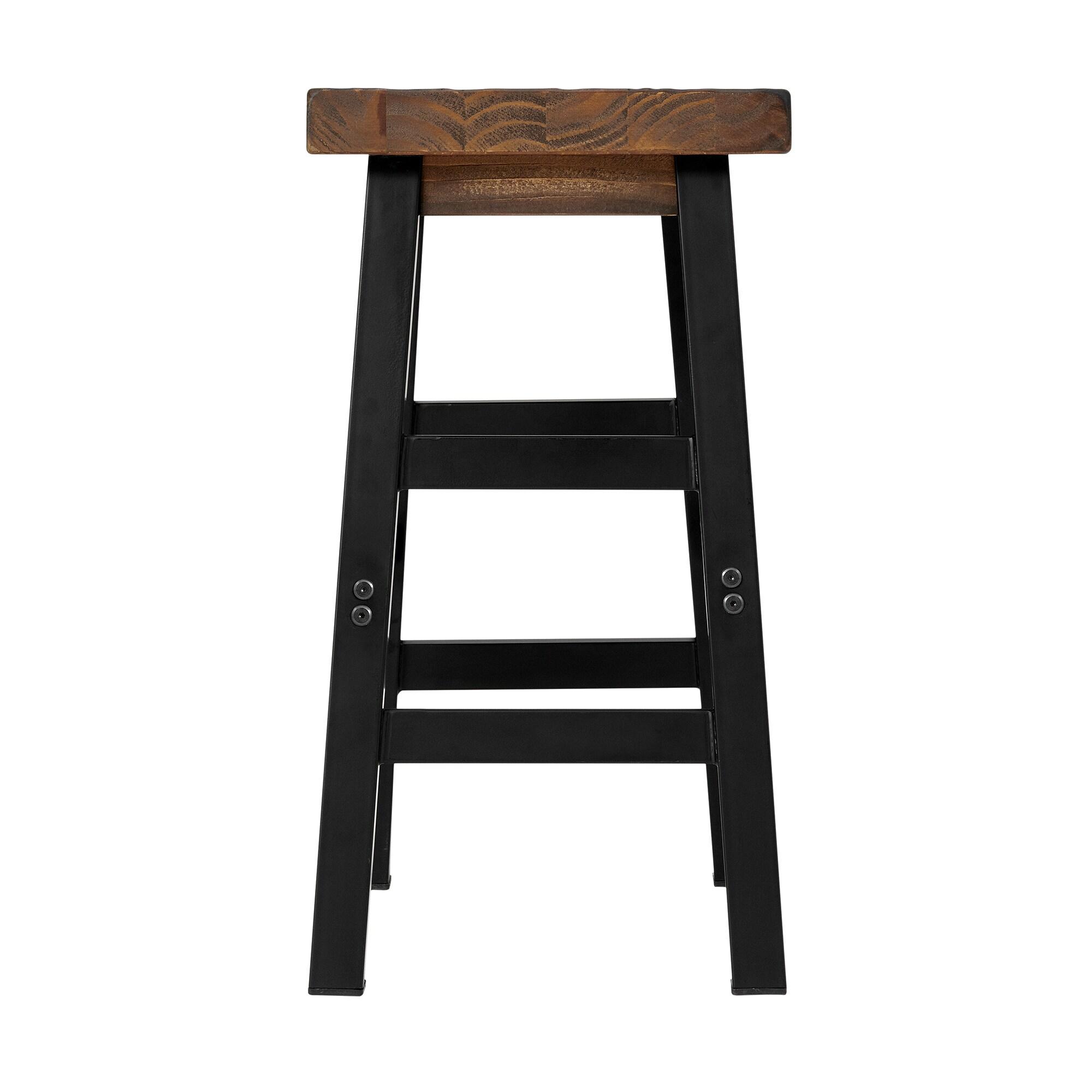 26" Pomona Reclaimed Wood Counter Height Barstool with Metal Legs Brown - Alaterre Furniture