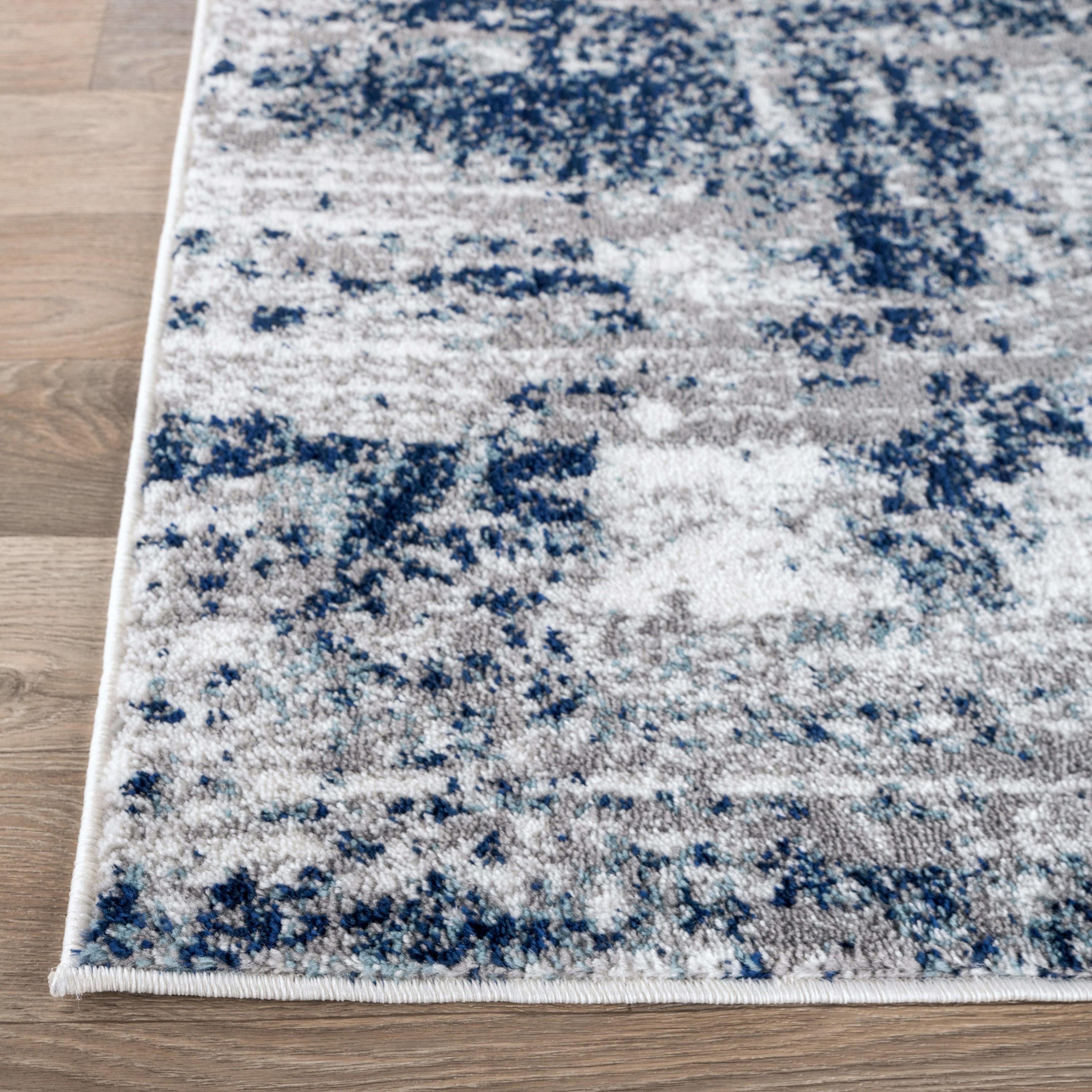 World Rug Gallery Distressed Abstract Blue 2' x 3' Area Rug