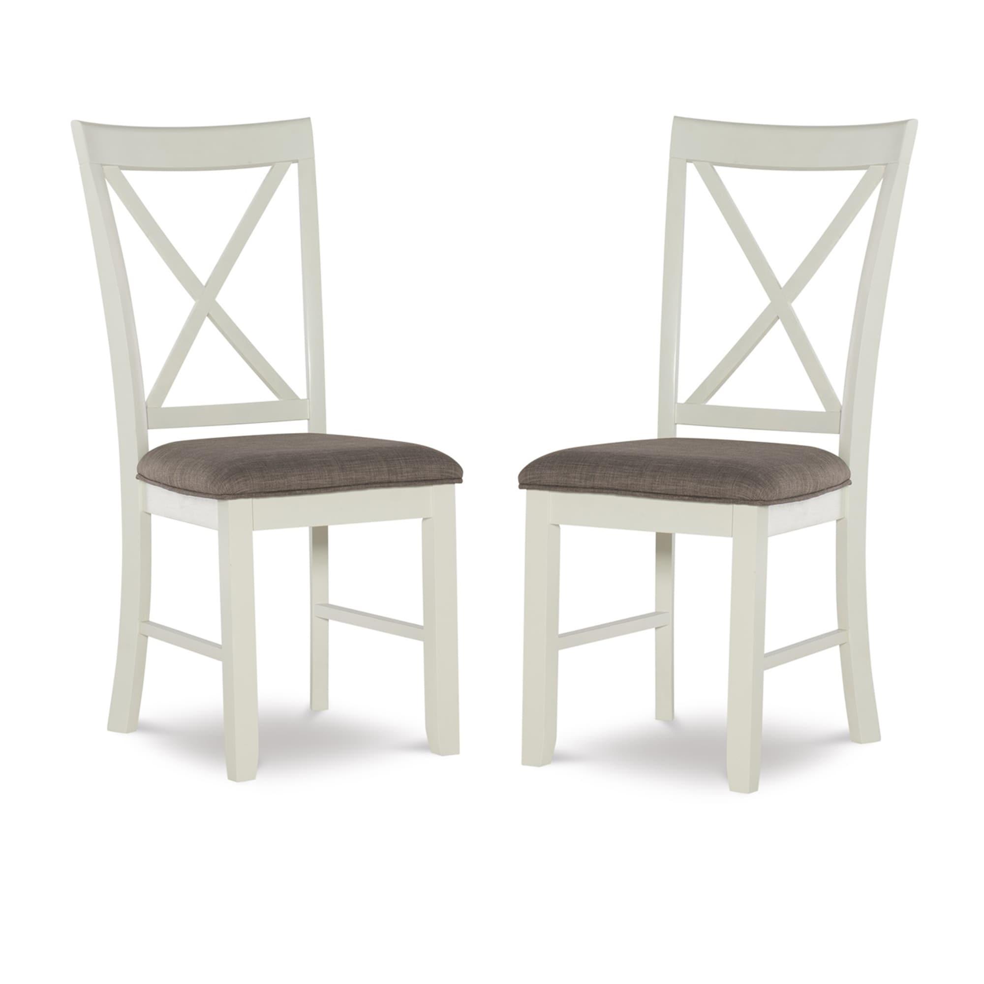 Linon Jane Wood Set of Two X-Back Dining Side Chairs in Vanilla White
