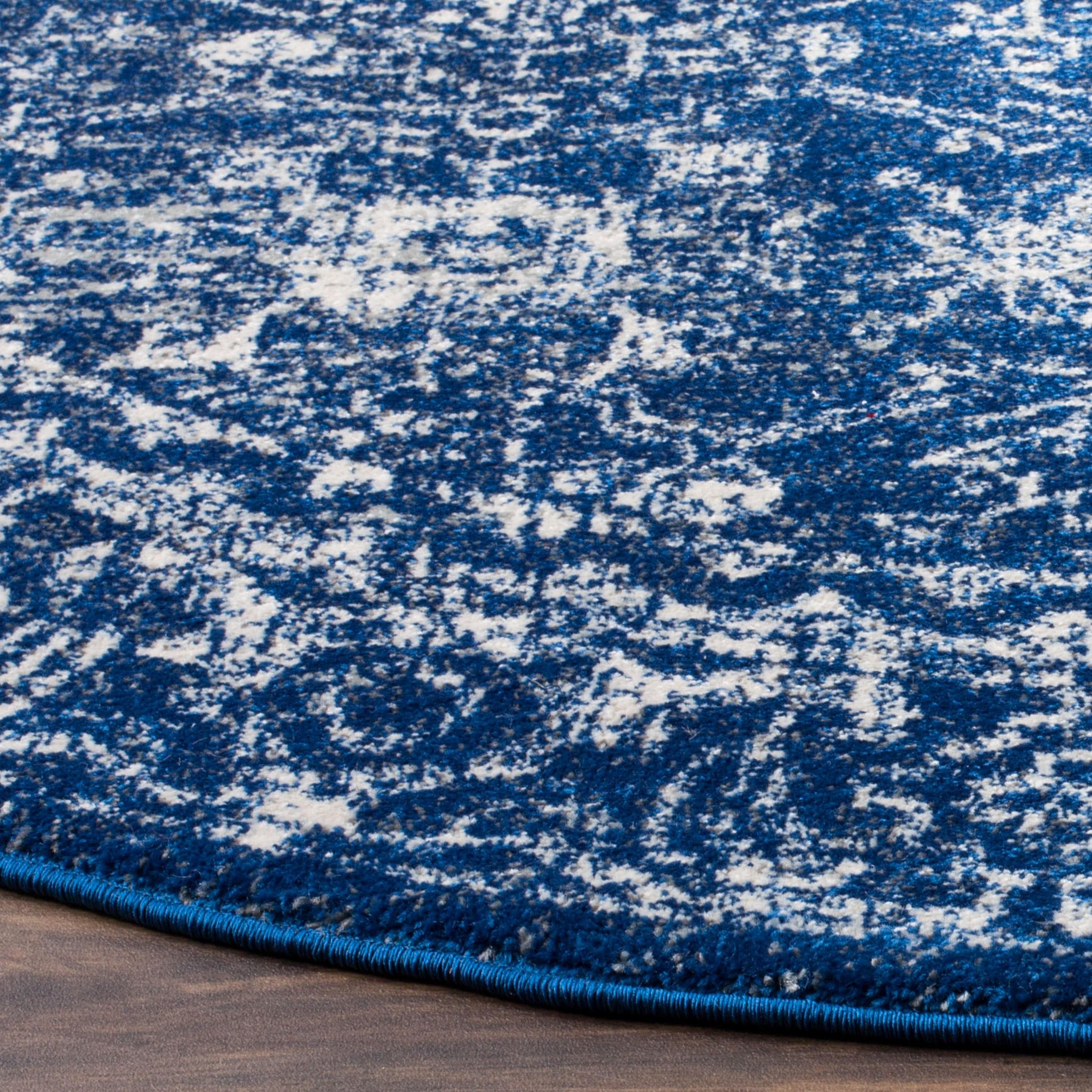 Evoke EVK270 Power Loomed Accent Rug Navy / Ivory 3' X 3' Round - Safavieh.