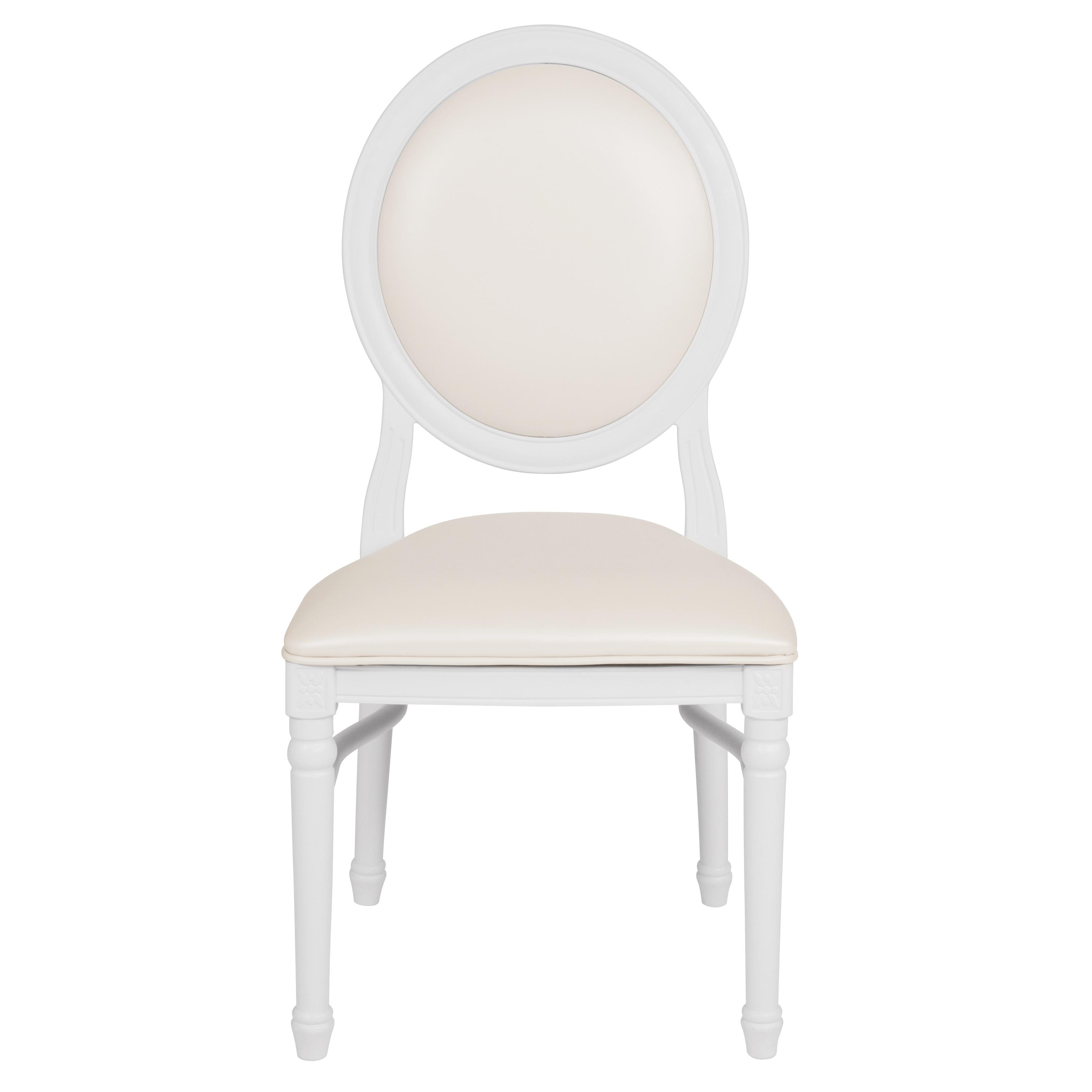 Flash Furniture HERCULES Series 900 lb. Capacity King Louis Chair with White Vinyl Back and Seat and White Frame