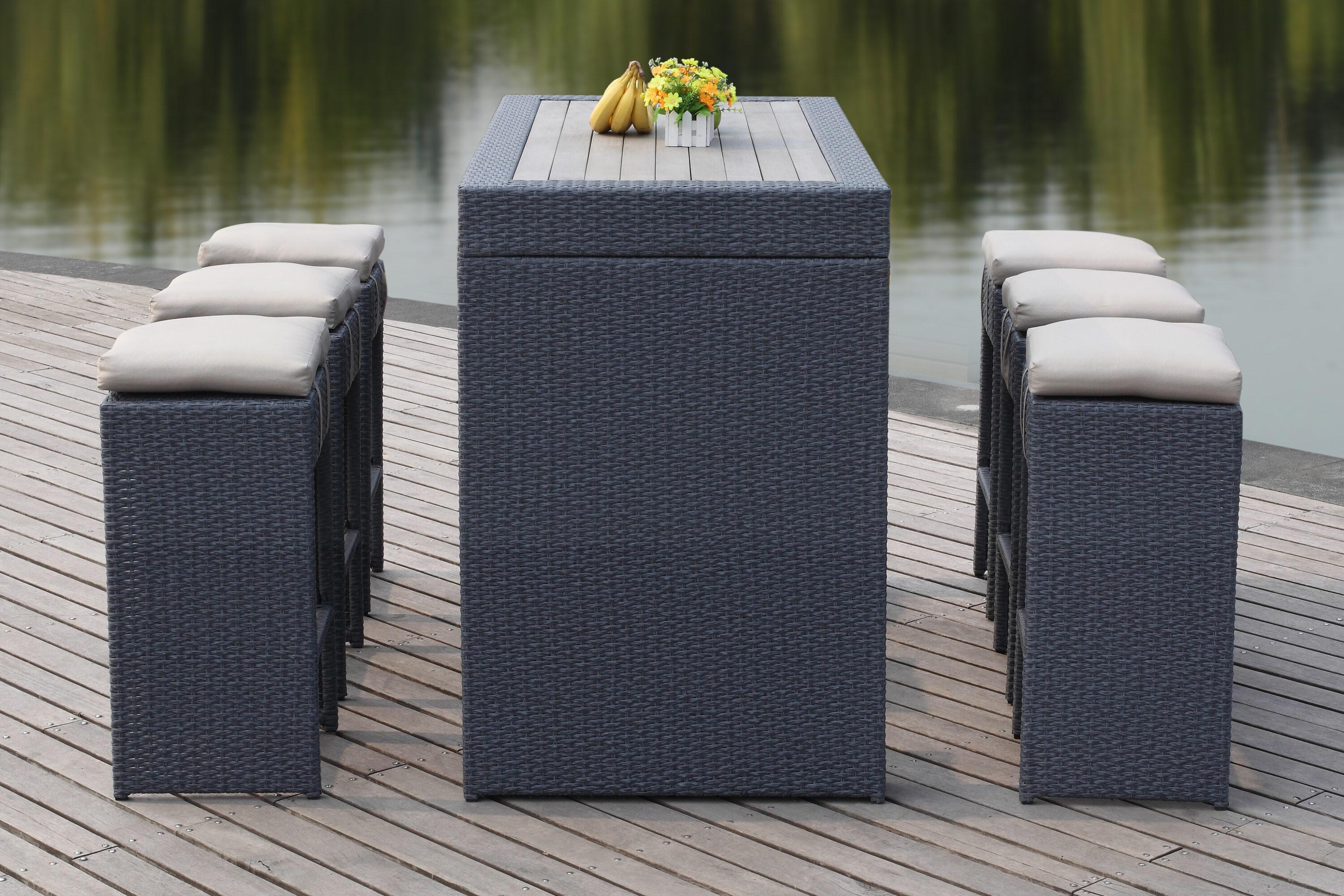 Sanders Bar Set - Indoor/Outdoor - PAT2502 - Titanium/Sand - Safavieh