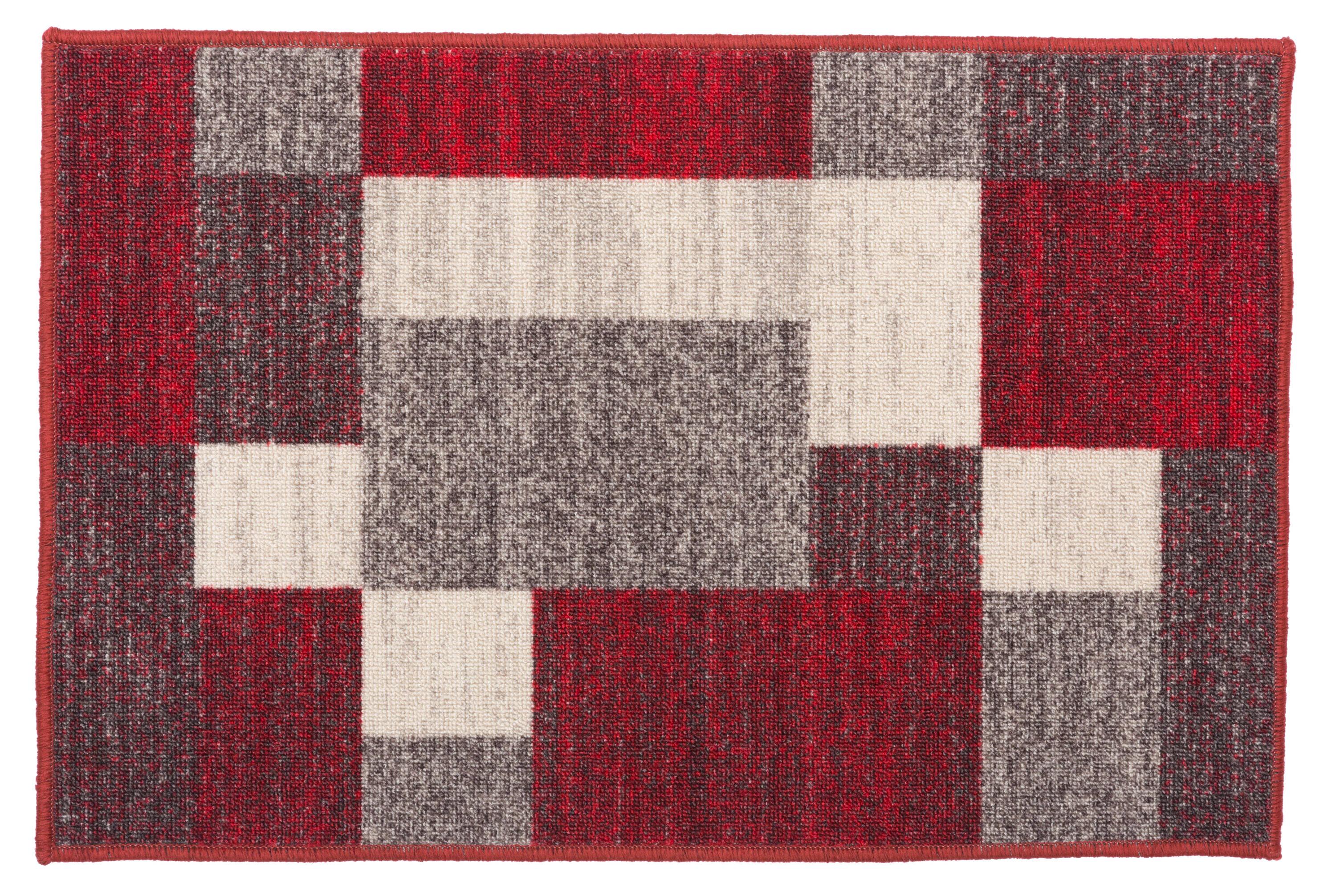 World Rug Gallery Modern Boxes Design Non-slip (Non-skid) Red 20" x 30" Area Rug