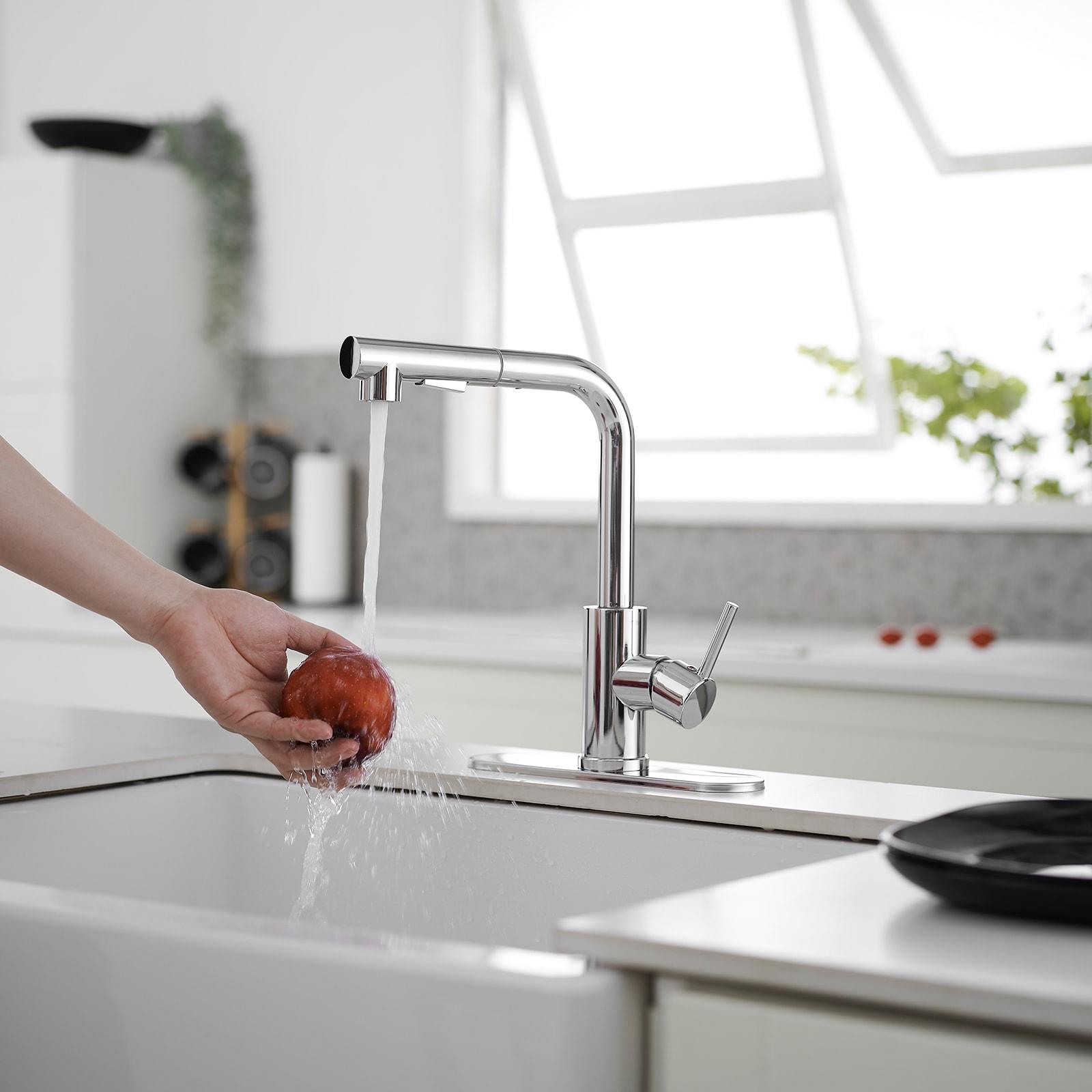 Polished Chrome Single Handle Pull-Out Spray Kitchen Faucet