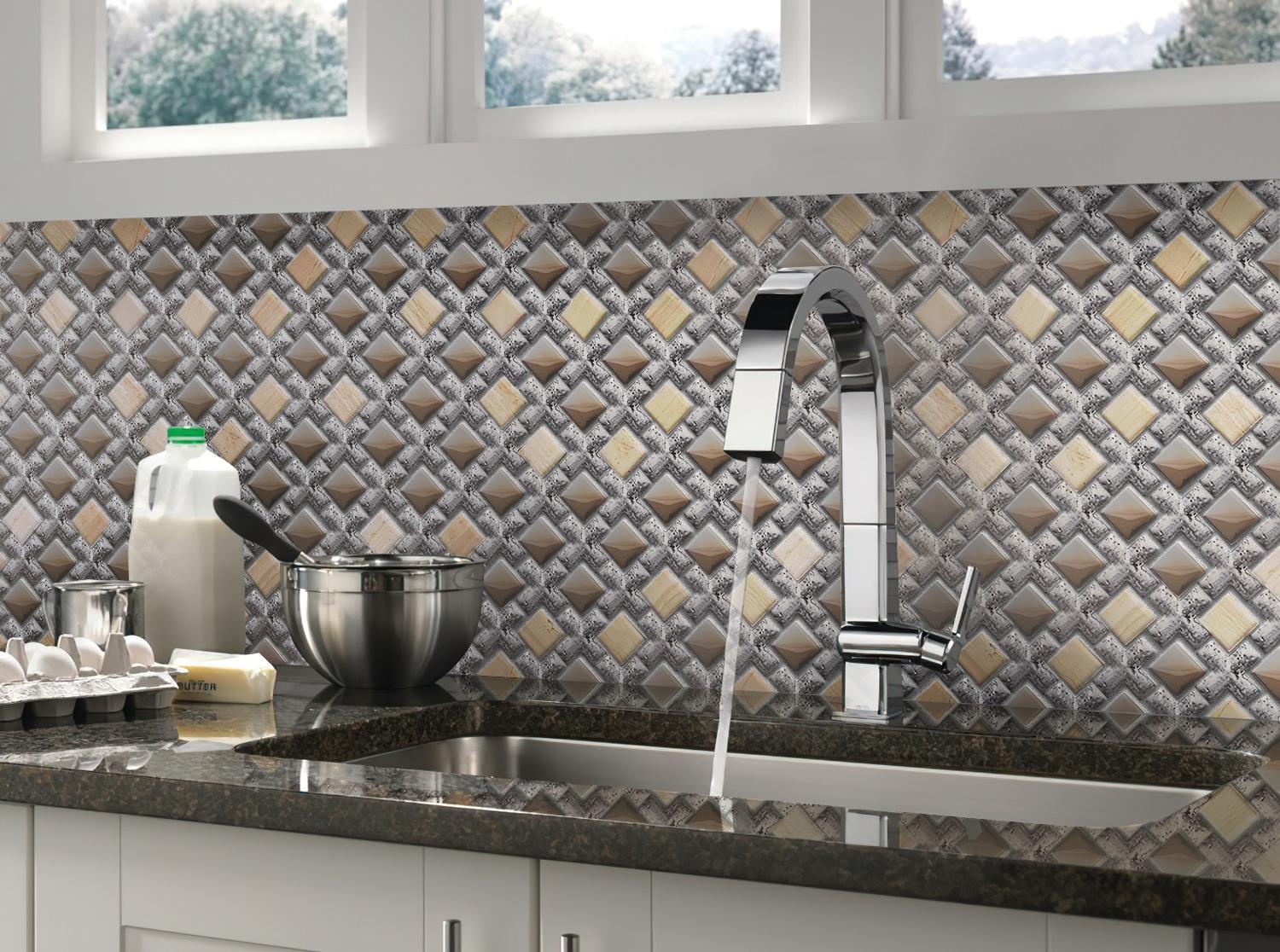 11" x 11" Glass Grid Mosaic Wall Tile