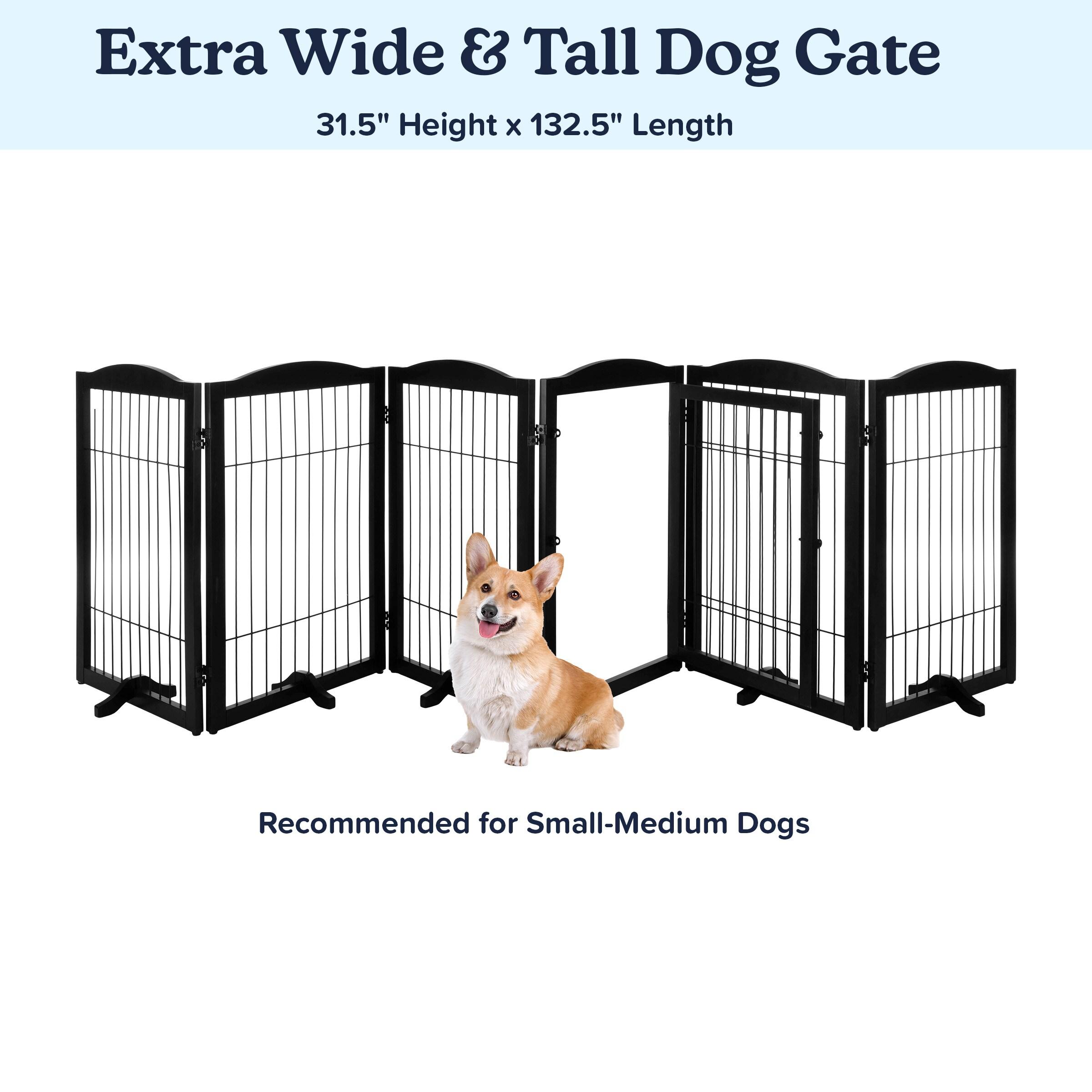 PETMAKER Pet Gate - 6-Panel Indoor Folding Dog Fence for Stairs or Doorways - 132.5x31.5-Inch Freestanding Play Pen with Support Feet