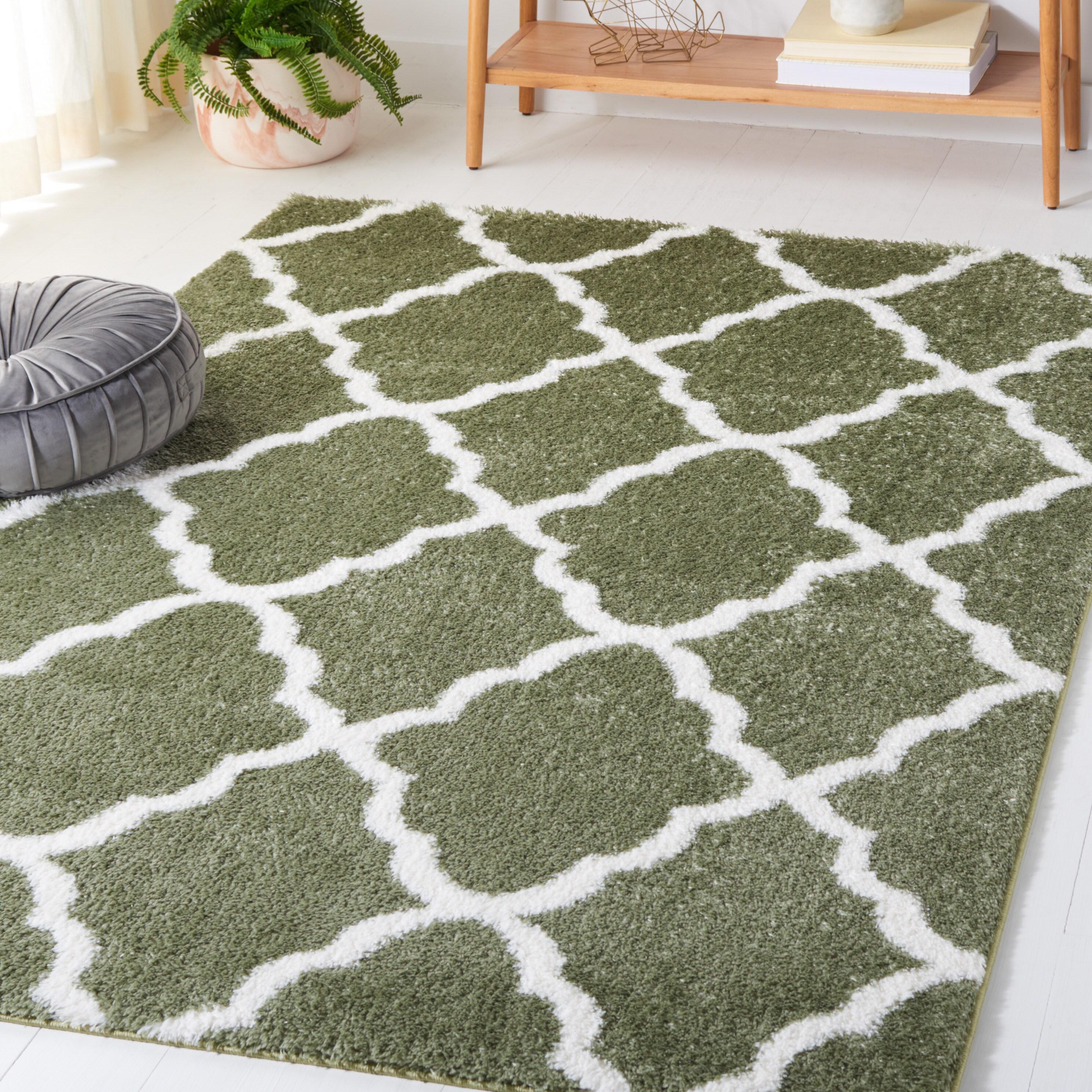 Tahoe Shag THO675 Power Loomed Area Rug - Sage/White - 8'x10' - Safavieh.