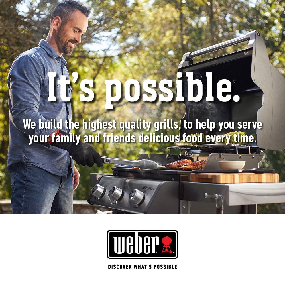 Weber Traveler Portable Outdoor Porcelain Coated Cast Iron LP Gas Grill, Black