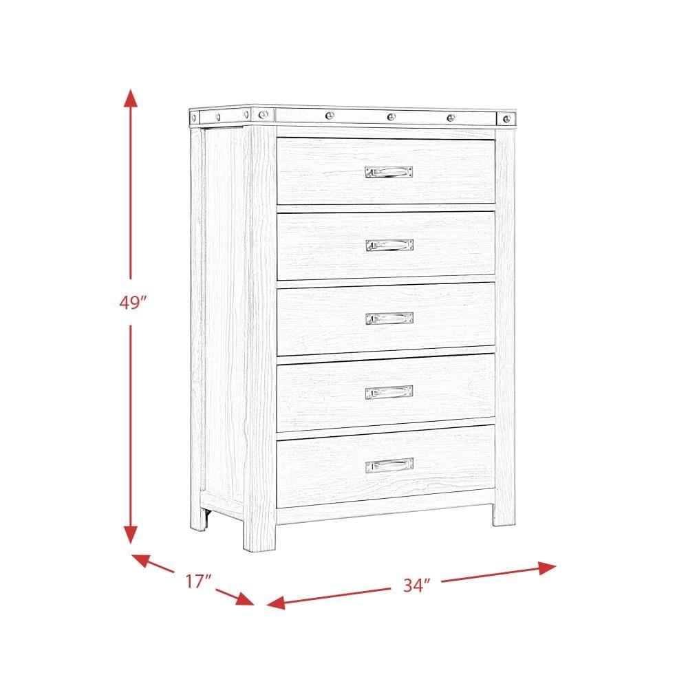 5 Drawer Montauk Chest Gray - Picket House Furnishings: Spacious Storage, Metal Pulls, Bedroom Furniture