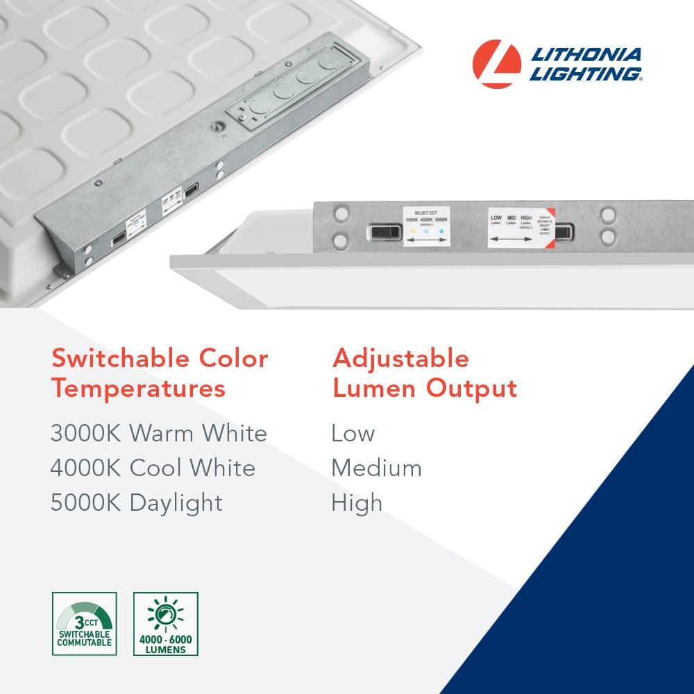 Lithonia Lighting Dimmable Rectangle Flat Panel Ceiling Light