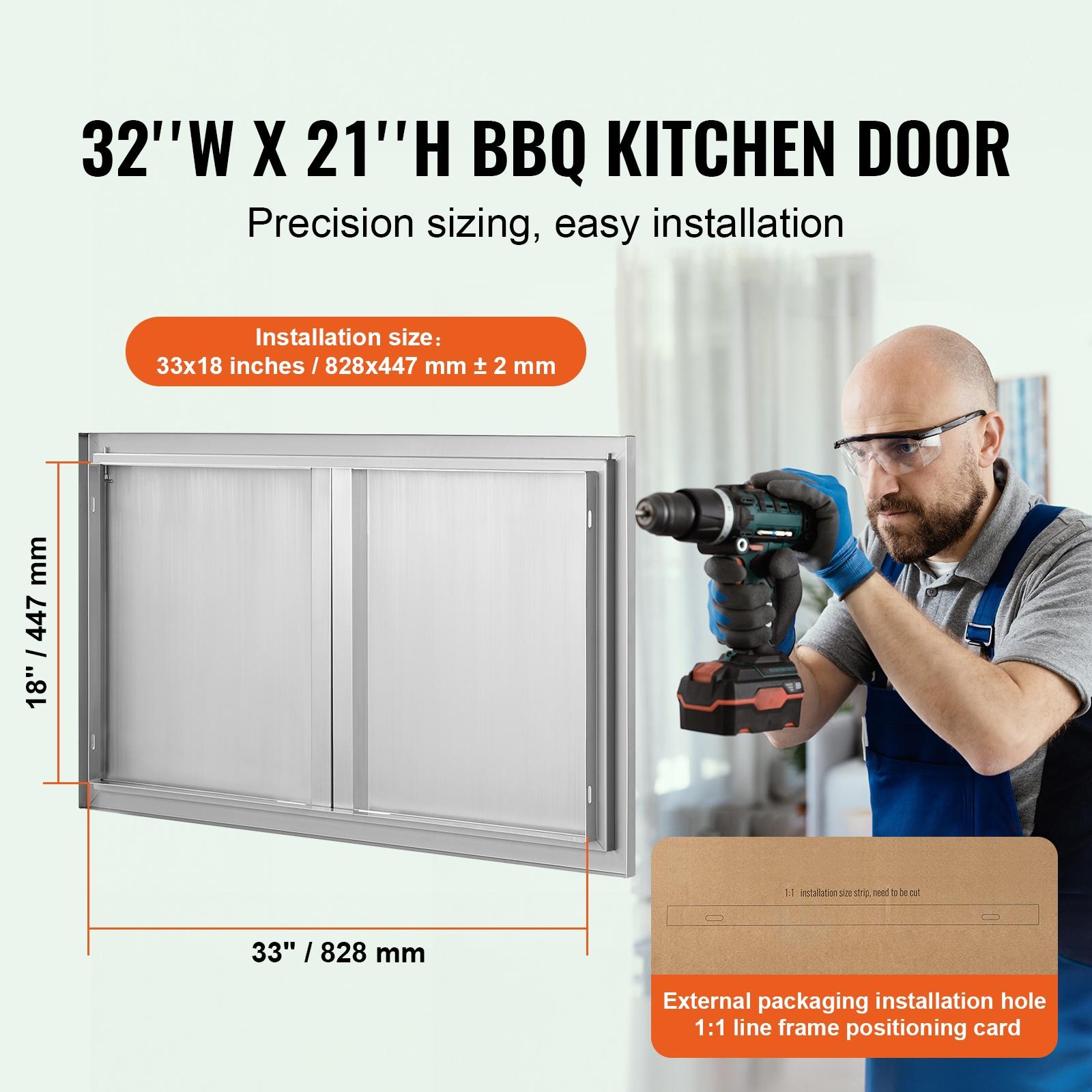 VEVOR 36x21 Inch BBQ Island Access Door Outdoor Kitchen Door Stainless Steel