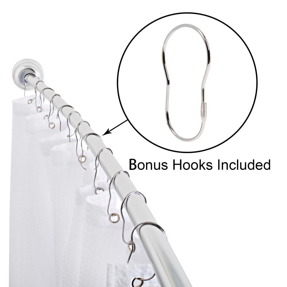 Utopia Alley Utopia Alley Rustproof Fixed Mount Single Curved Shower Rod, Aluminum, adjustable from 45" to 72" Wide