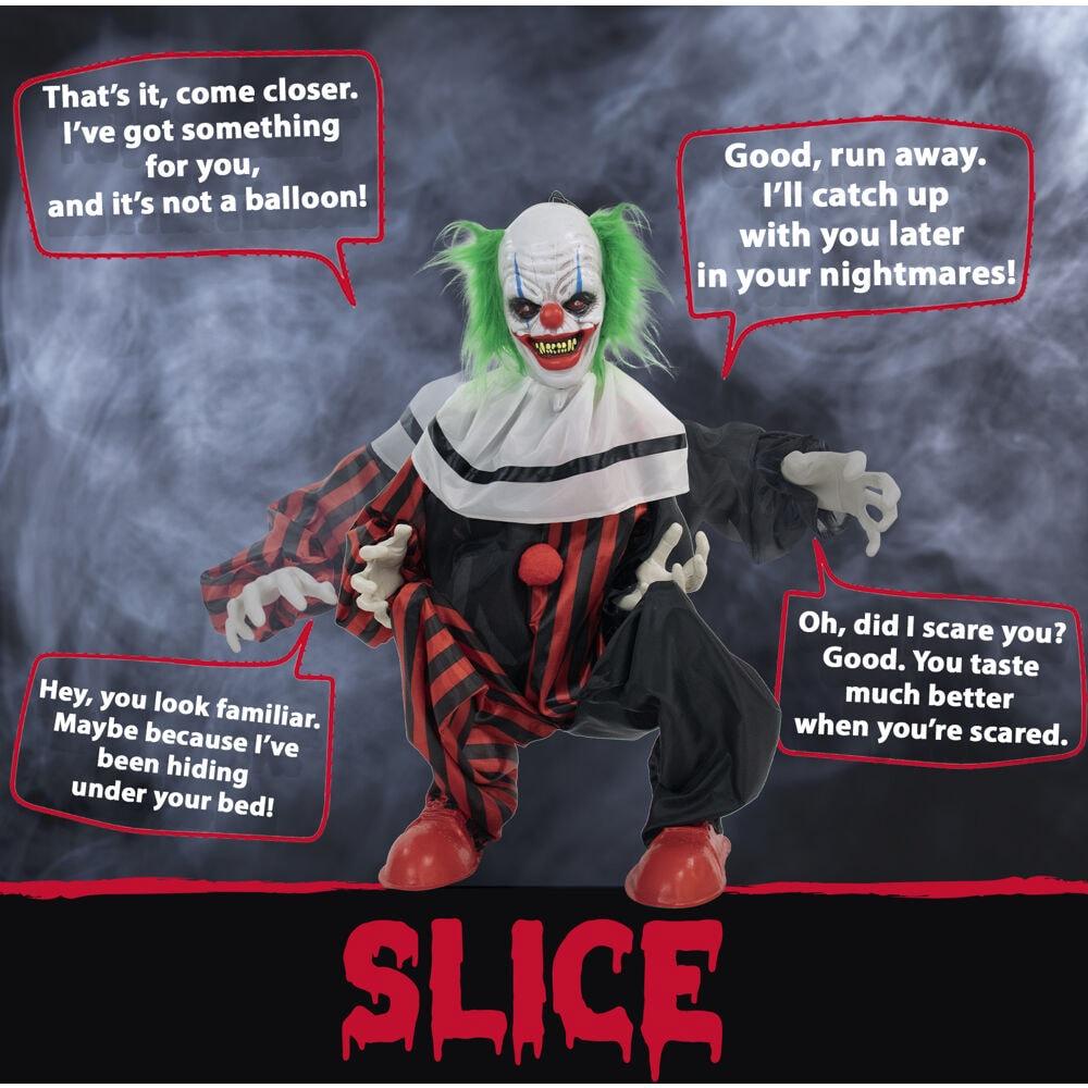 Haunted Hill Farm 32 In. Crouching Clown Creepy Animatronic with Lights and Sound, HHCLOWN-12FLSA