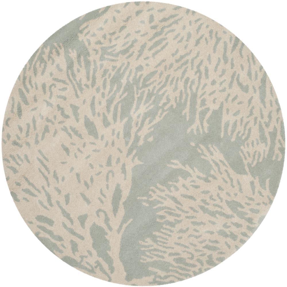 Bella BEL115 Hand Tufted Area Rug - Grey/Ivory - 5' Round - Safavieh.