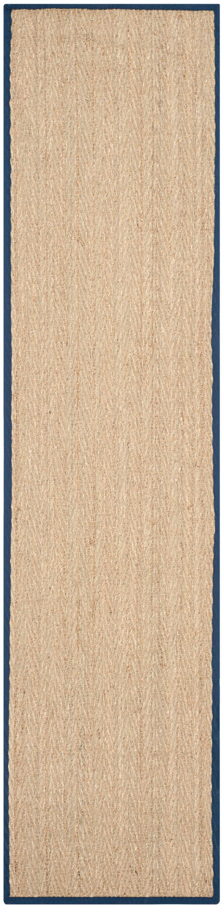 Natural Fiber NF115 Power Loomed Indoor Runner Rug - Natural/Blue - 2'6"x12' - Safavieh.