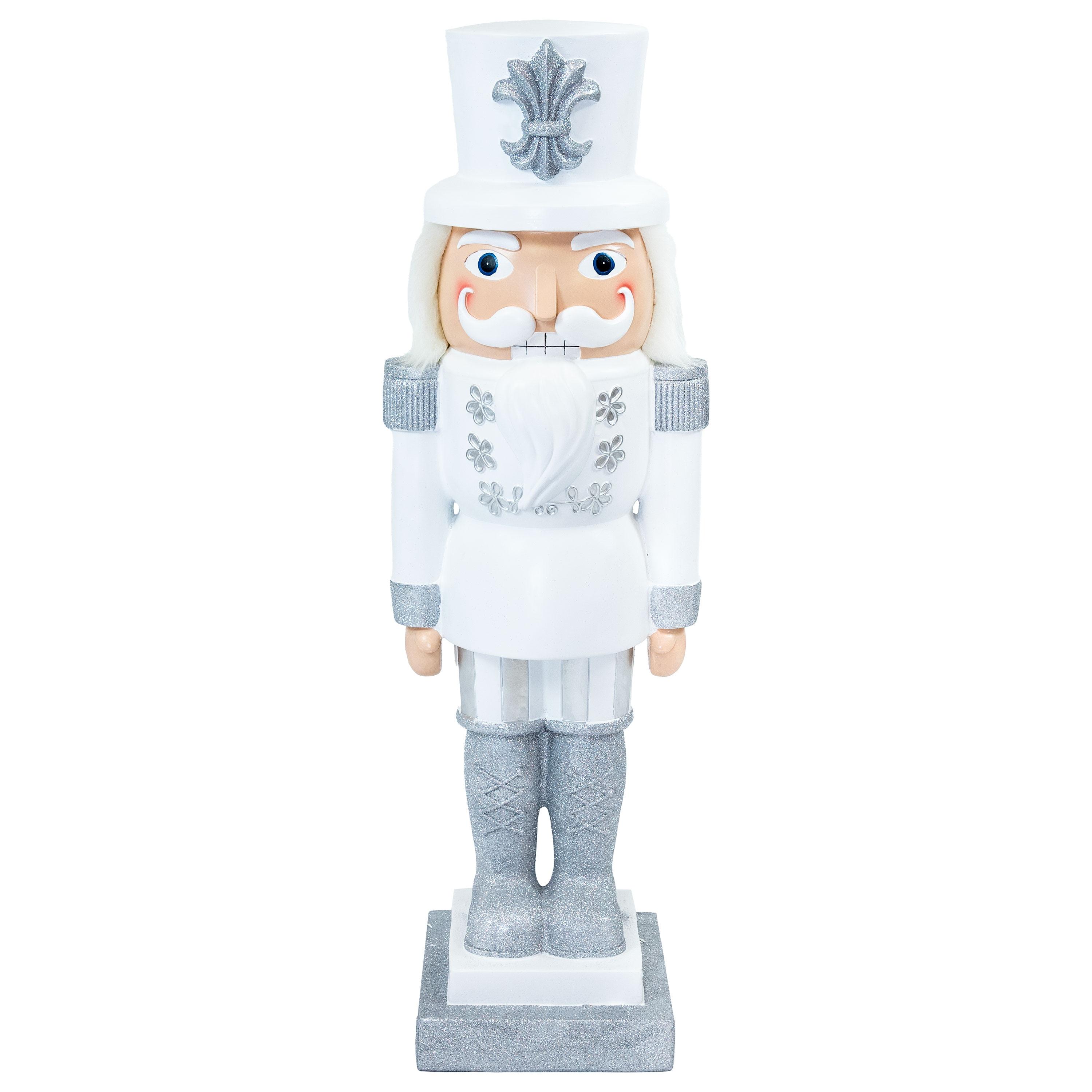 Sunnydaze 37" Sterling the Silver Christmas Nutcracker Statue - 2Pk
