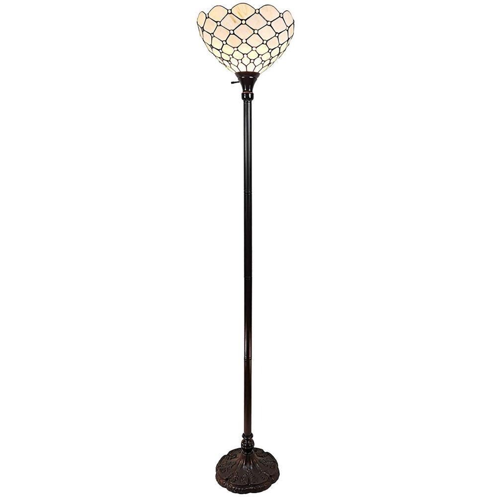 Tiffany Style Jeweled Torchiere Floor Lamp - 72" Tall