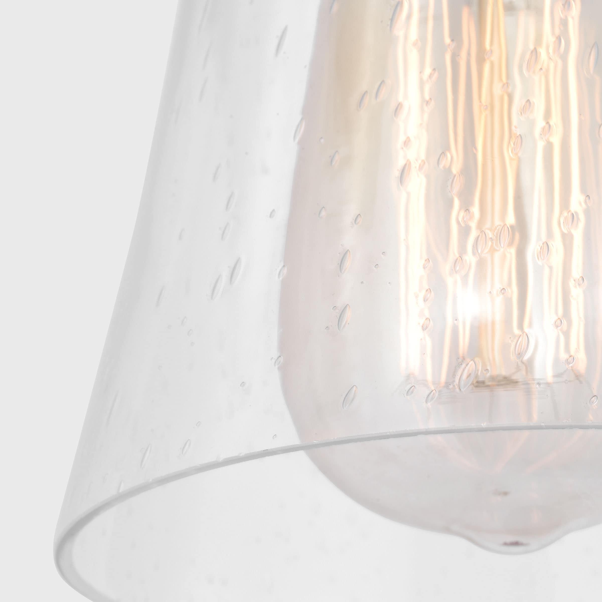 Aged Iron Two-Light Vanity with Clear Seeded Glass Shades