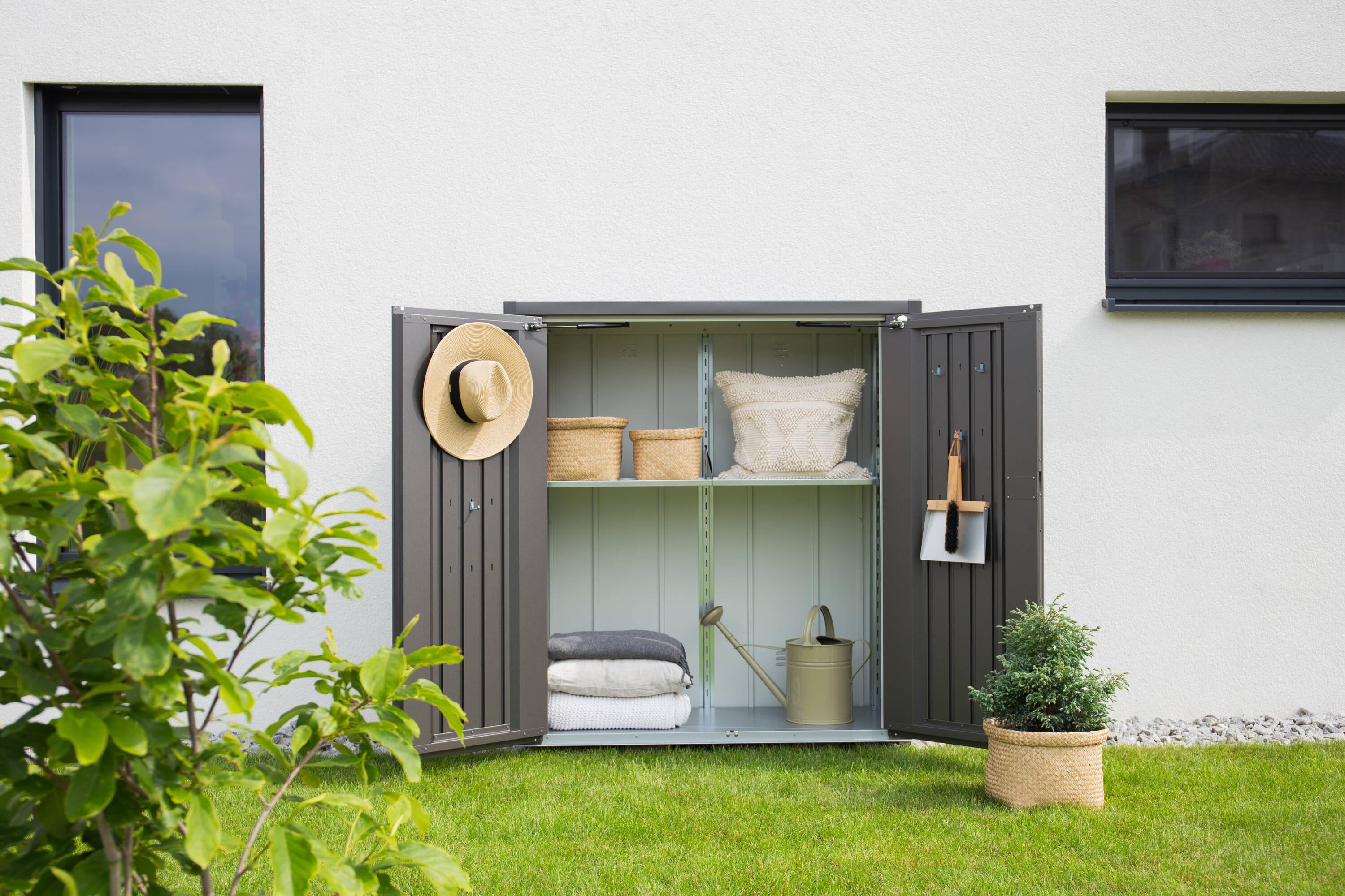 Biohort Biohort Romeo 4 ft. 3 in. W Metal Vertical Tool Shed in Dark Gray